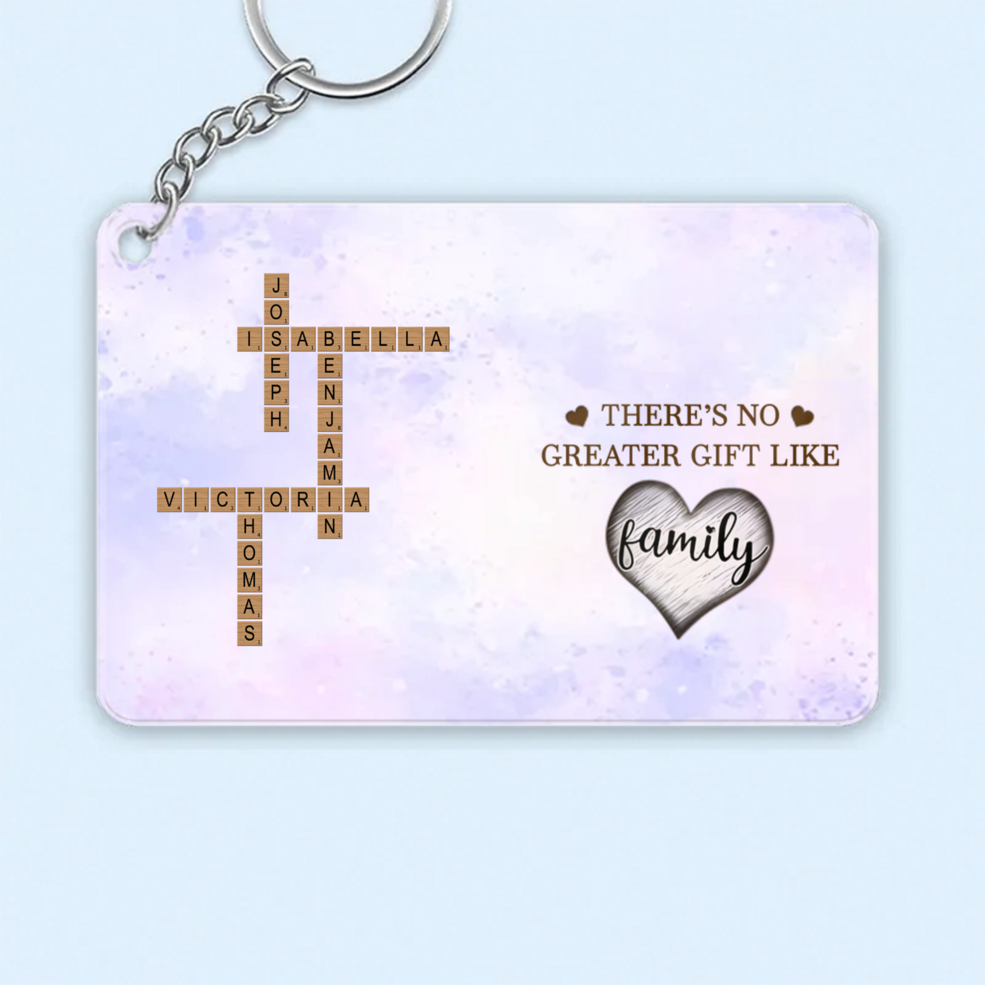Personalized Crossword Keychain, Custom Family Names & Background Gift for Family & Friends, Housewarming & Anniversary Present