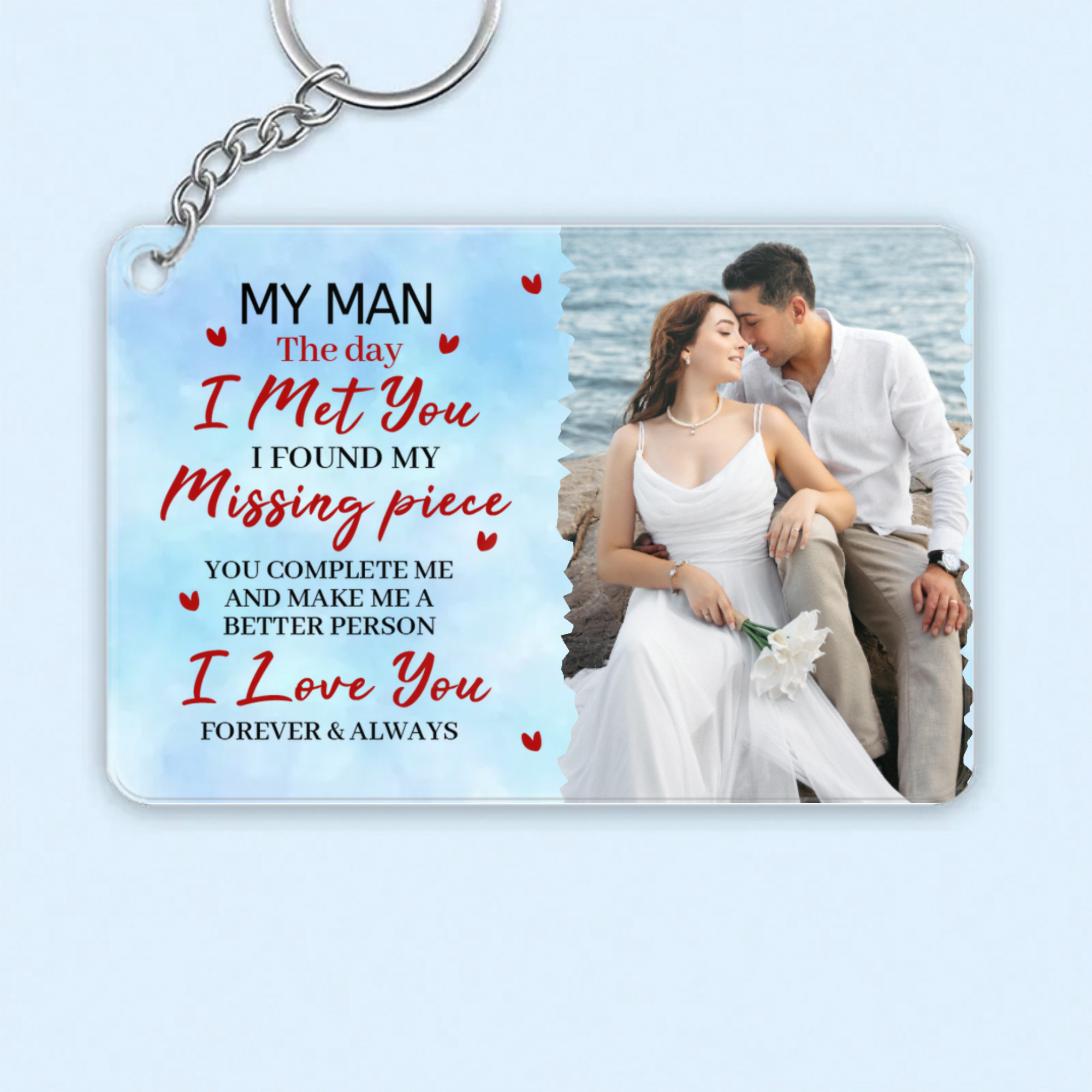 I Found My Missing Piece Personalized Keychain, Perfect for Valentine's Day, Wedding, Romantic Occasion