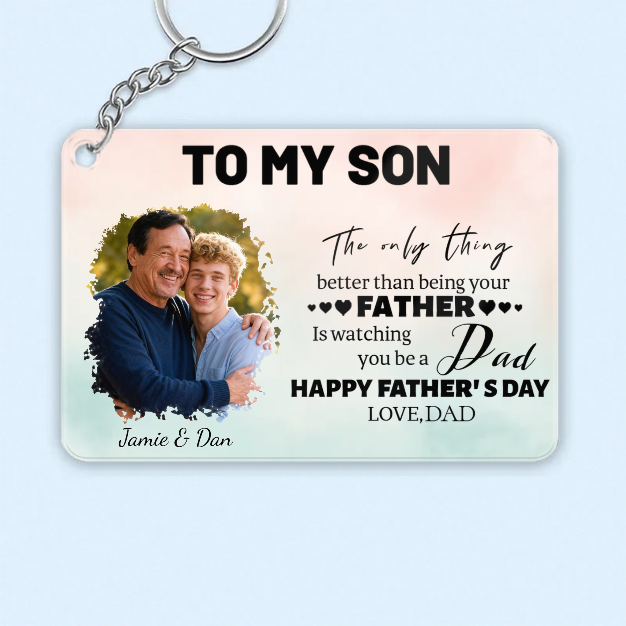 Watching You Be a Dad Personalized Keychain, Father to Son Occasion, First Father's Day PresentFamily Keepsake