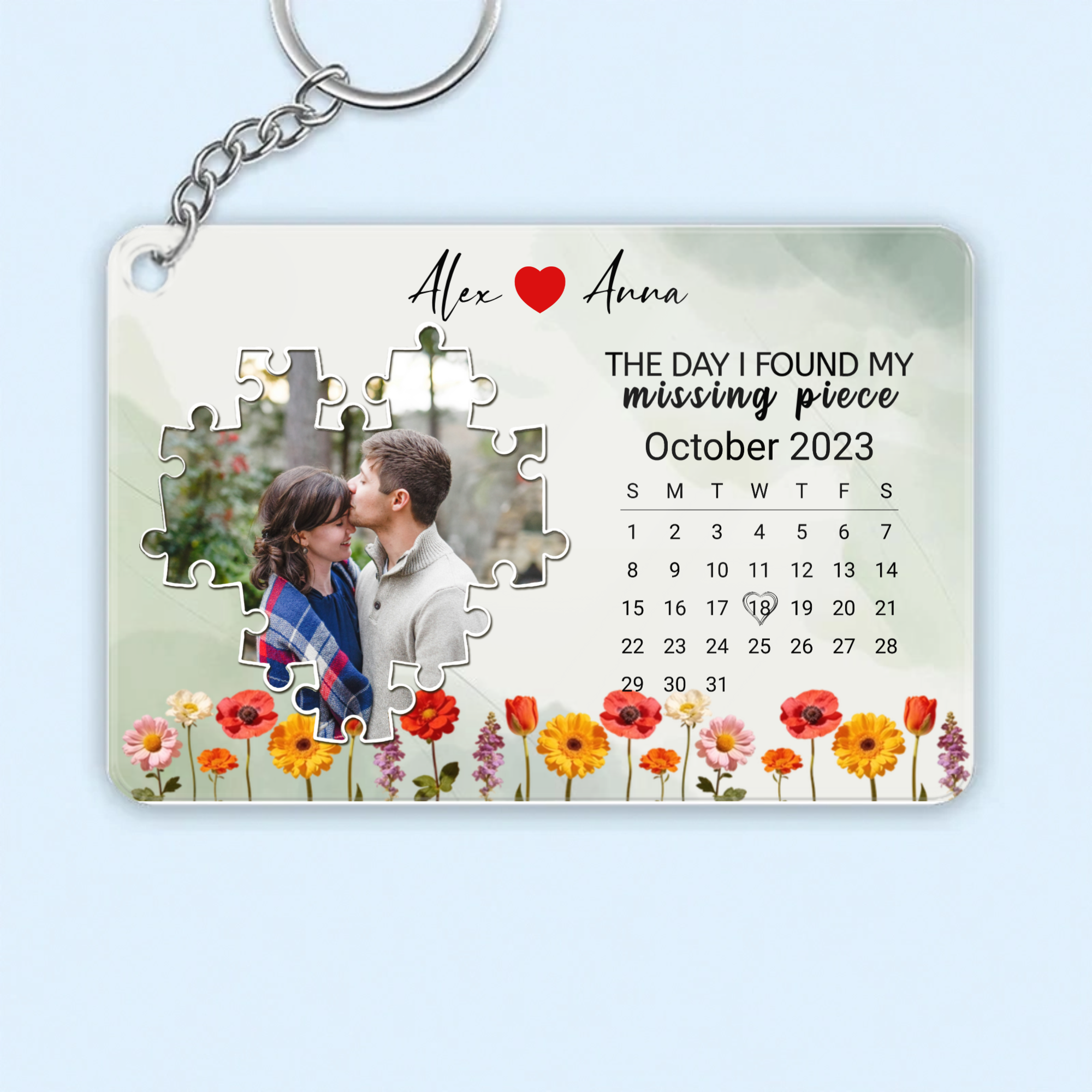 The Day I Found My Missing Piece Keychain, Missing Piece Anniversary Gift for Couples, Perfect for Anniversaries, Valentine's Day, Romantic Occasions
