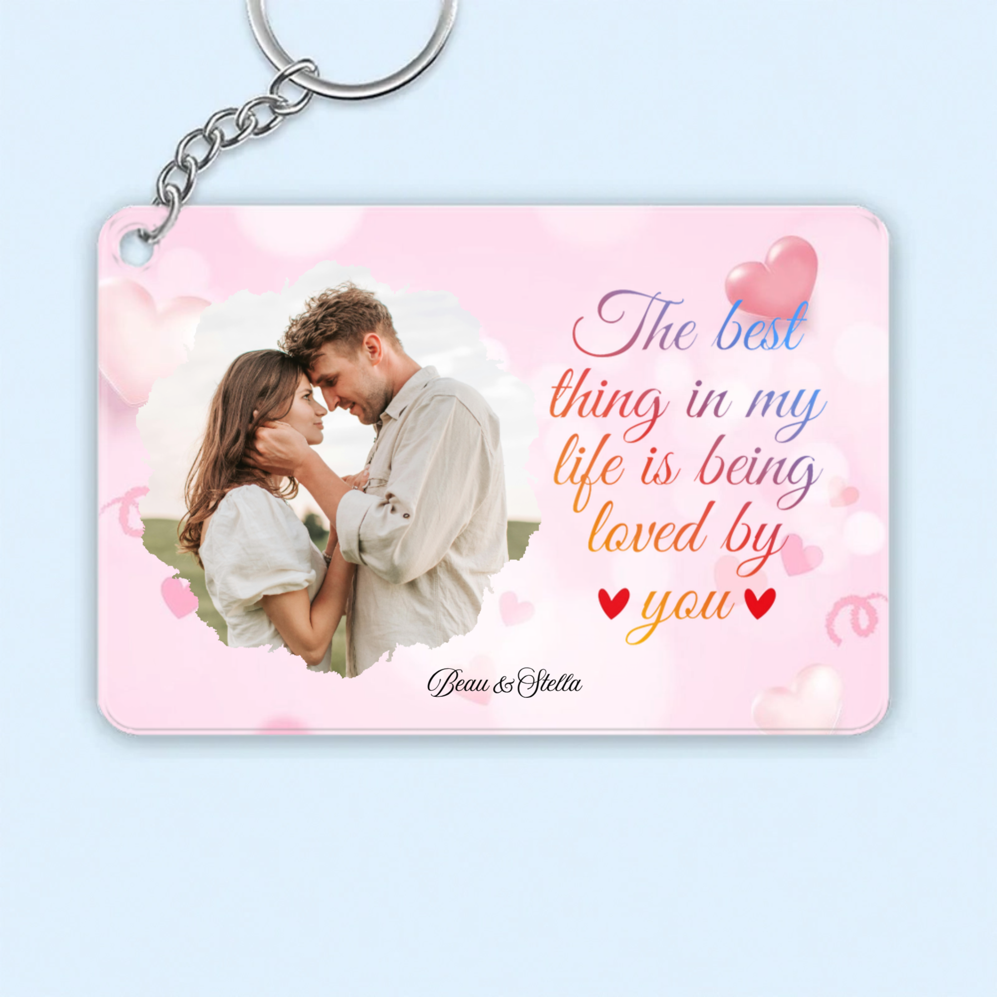 Loved By You Personalized Acrylic Keychain, Gift for Couples, Friends, Perfect for Anniversary, Valentine‘s Day, Christmas