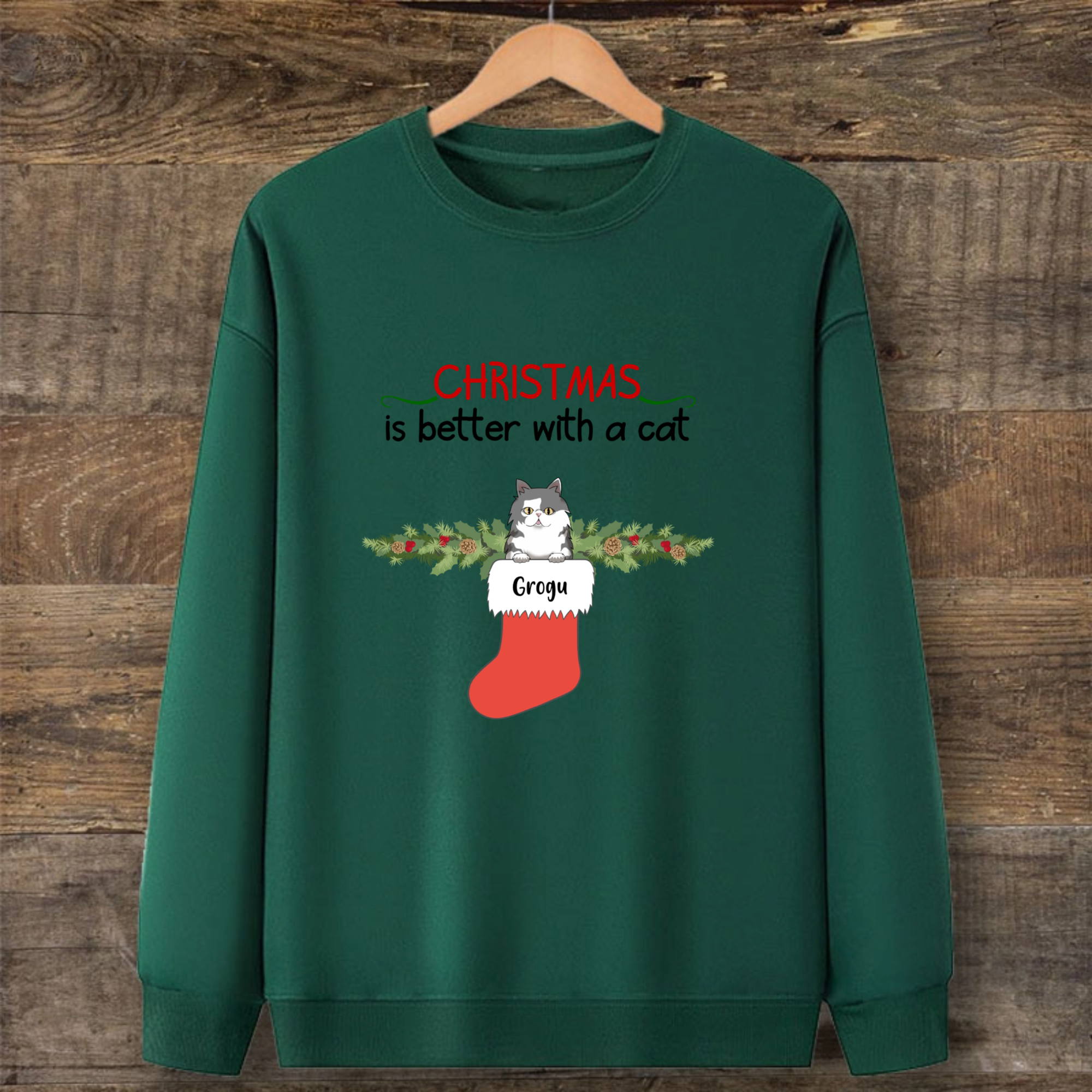 Personalized Christmas Is Better with Cats Sweatshirt, Gifts For Family, Cat Lovers
