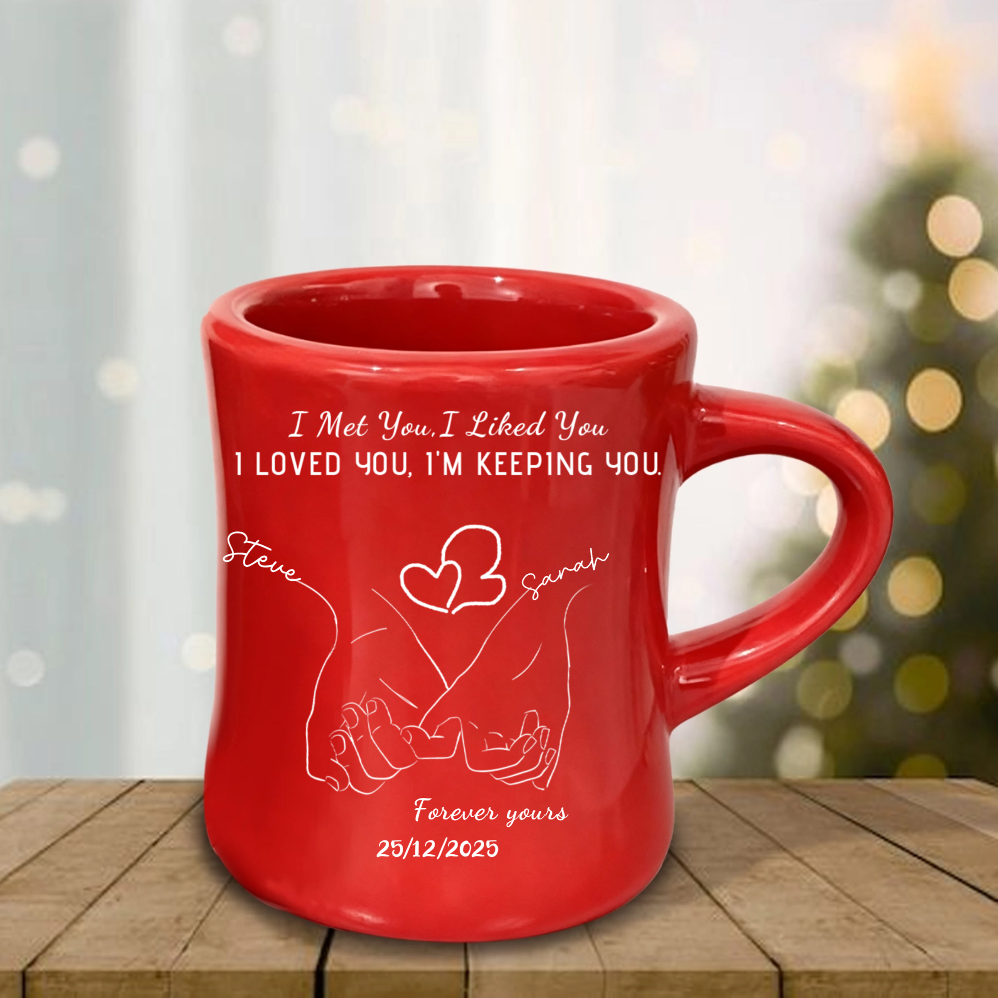 Personalized Couple Hand in Hand Mug,  Gift for Couples, Lovers, Perfect for Anniversary, Valentine's Day, Christmas, Romantic Surprise