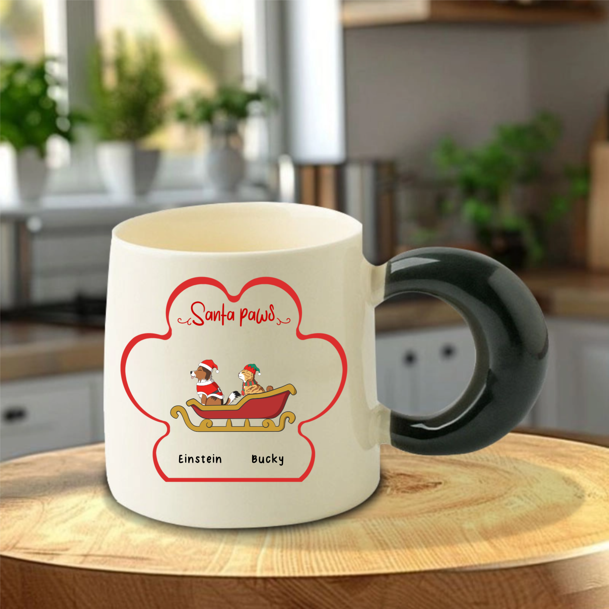 Santa paws Personalized Mug, Christmas Gift for Pet Owners and Pet Birthday Celebration