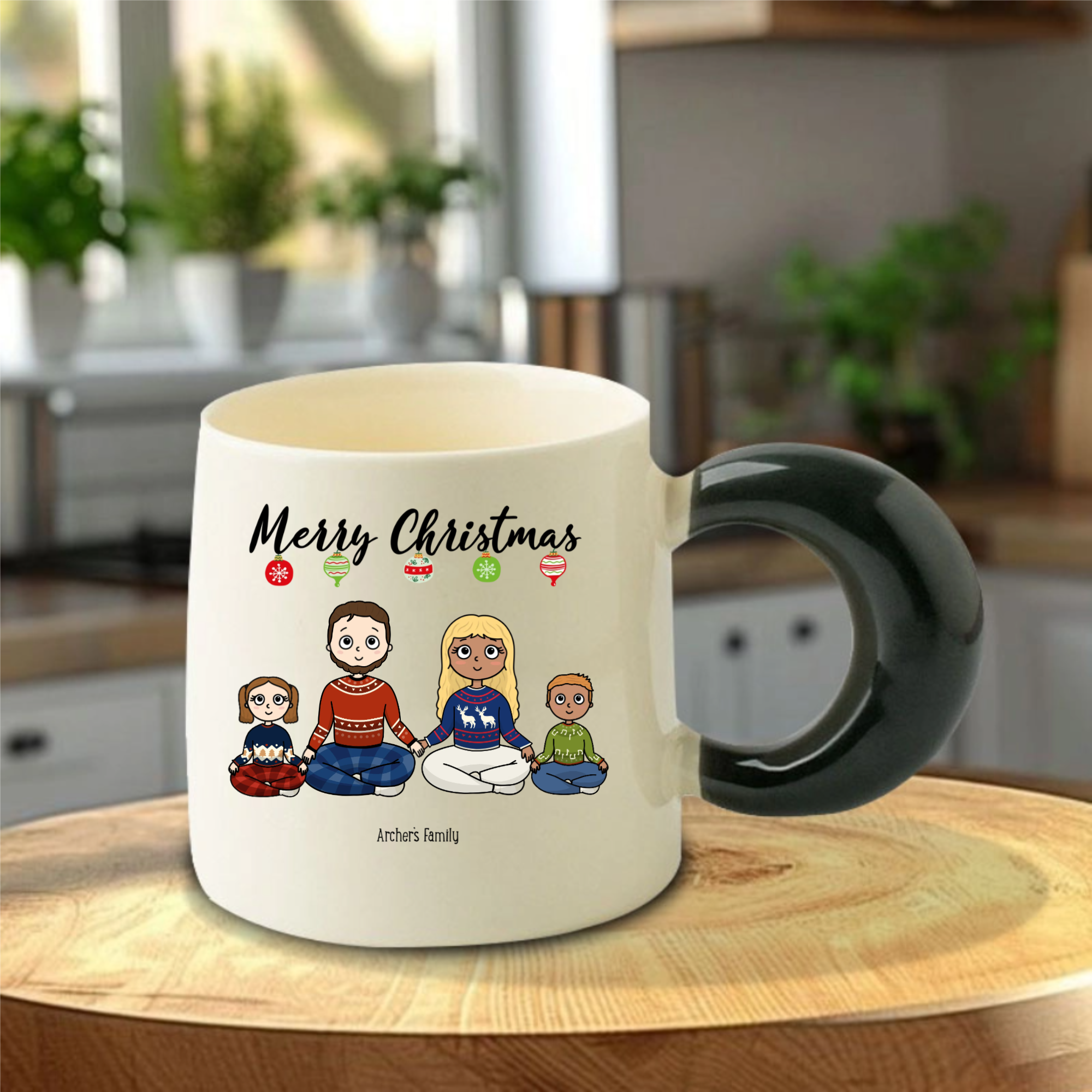 Merry Christmas From The Family Personalized Mug, Holiday Gift For Families, Christmas Celebration And Family Reunion