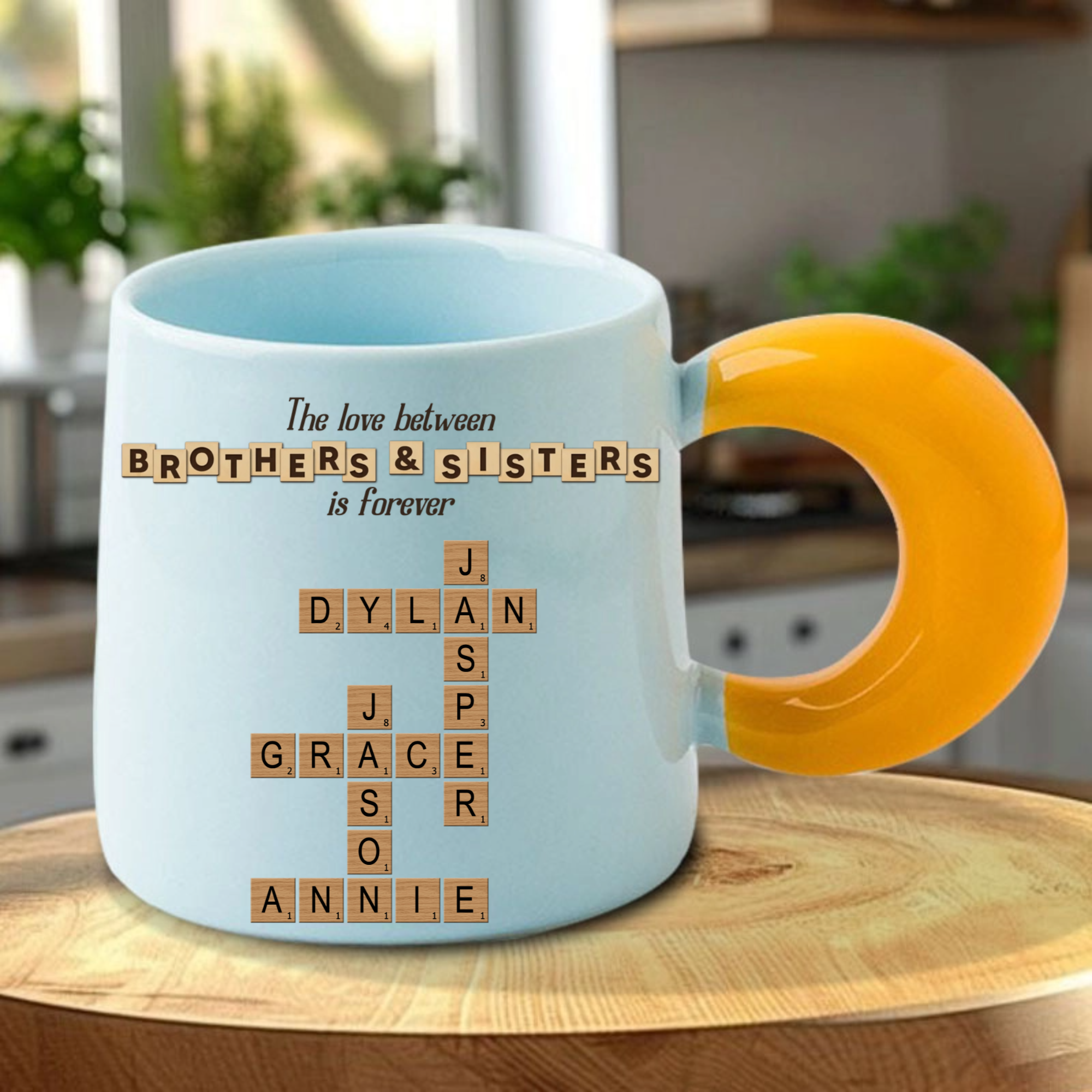 The Love Between Borthers & Sisters Personalized Mug, Perfect Gift for Family Members & Just Because Occasions