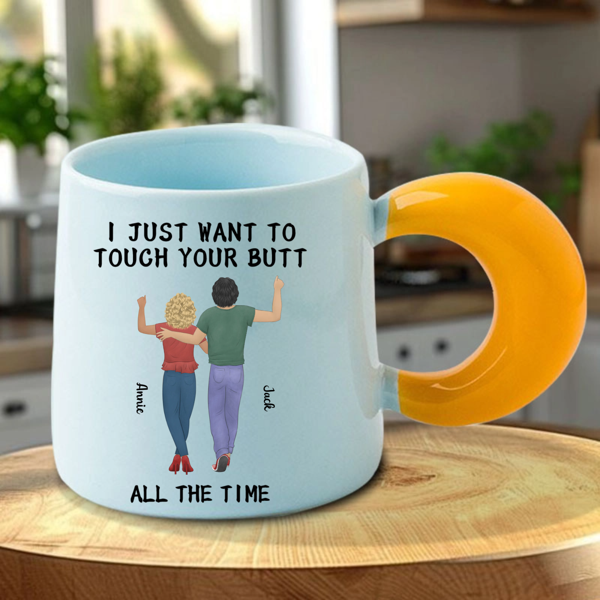 I Just Want to Touch Your Butt Personalized Couple Mug, Perfect Gift for Couples, Fiancés, Perfect for Valentine's Day, Anniversary