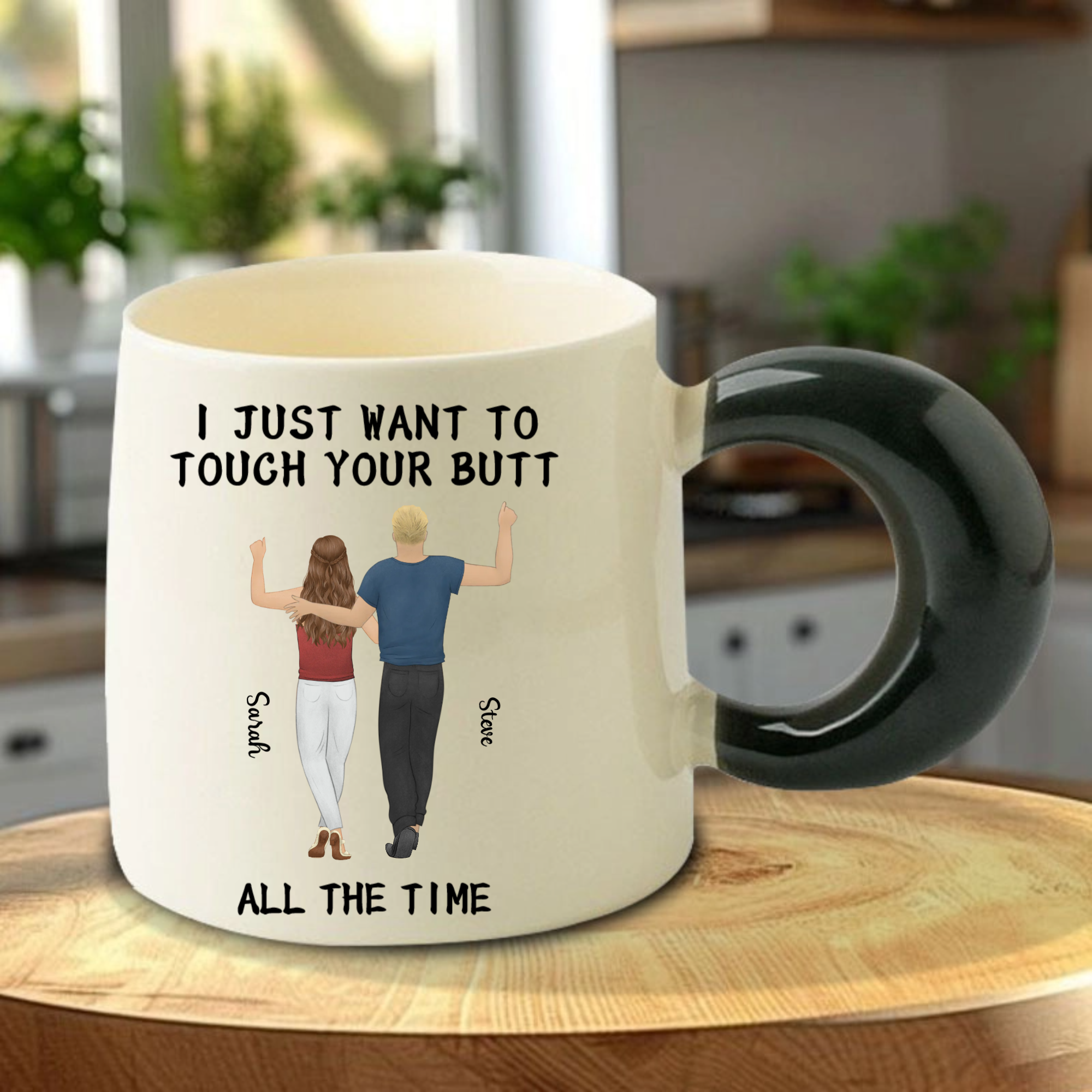 I Just Want to Touch Your Butt Personalized Couple Mug, Perfect Gift for Couples, Fiancés, Perfect for Valentine's Day, Anniversary