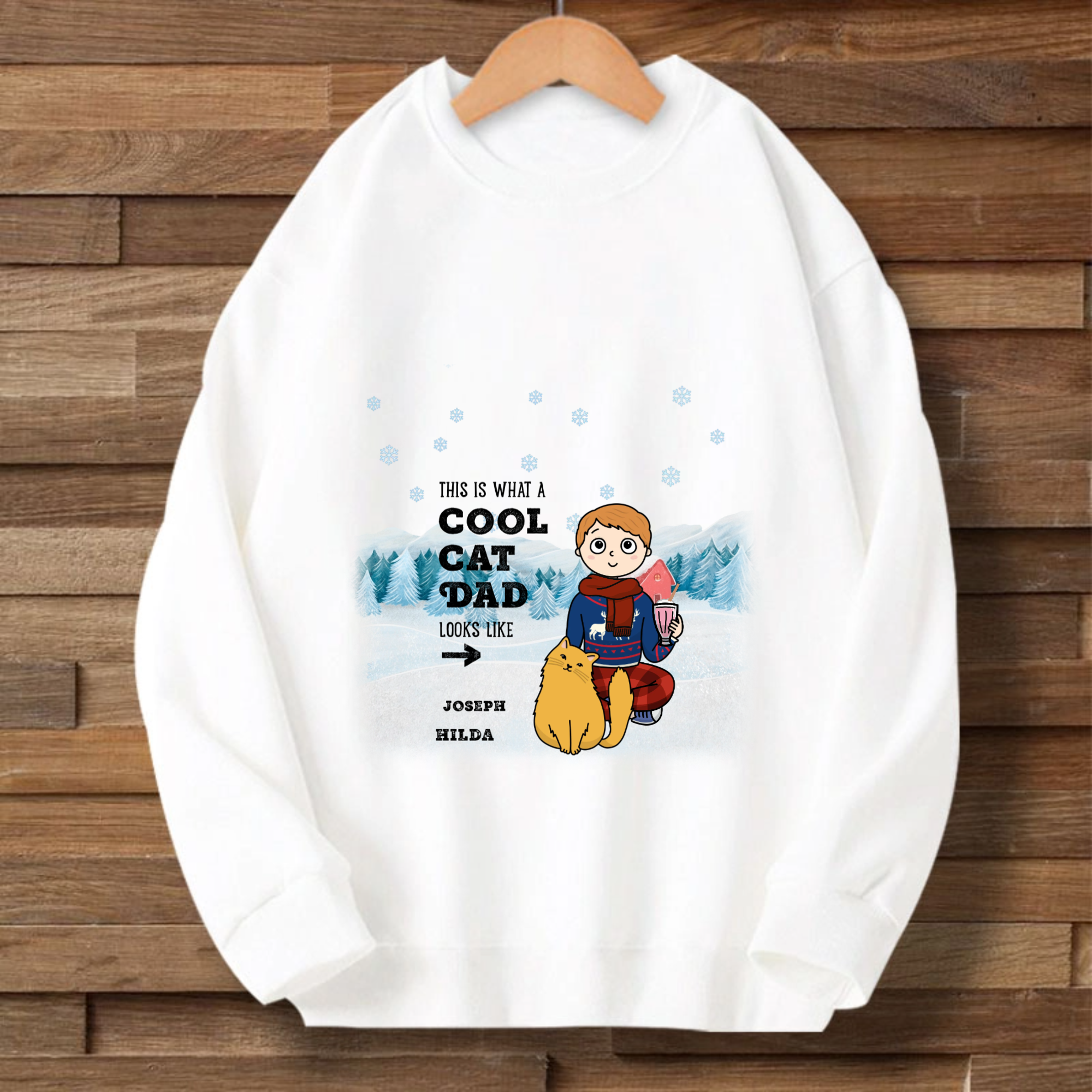 This Is What A Cool Dog Dad Looks Like Personalized Sweatshirt, Holiday Gift For Dog And Cat Lovers, Christmas And Pet Adoption Anniversary