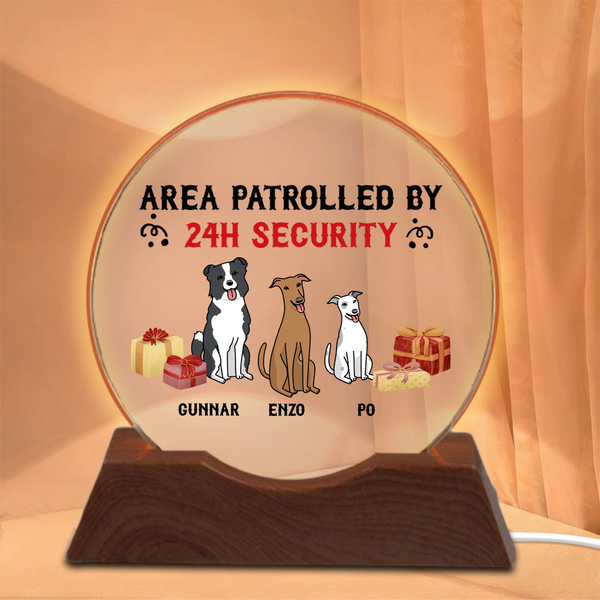 Personalized Area Patrolled By 24H Security Dog Night Lights, Christmas Decor for Dog Lovers, Holiday Gift for Pet Owners
