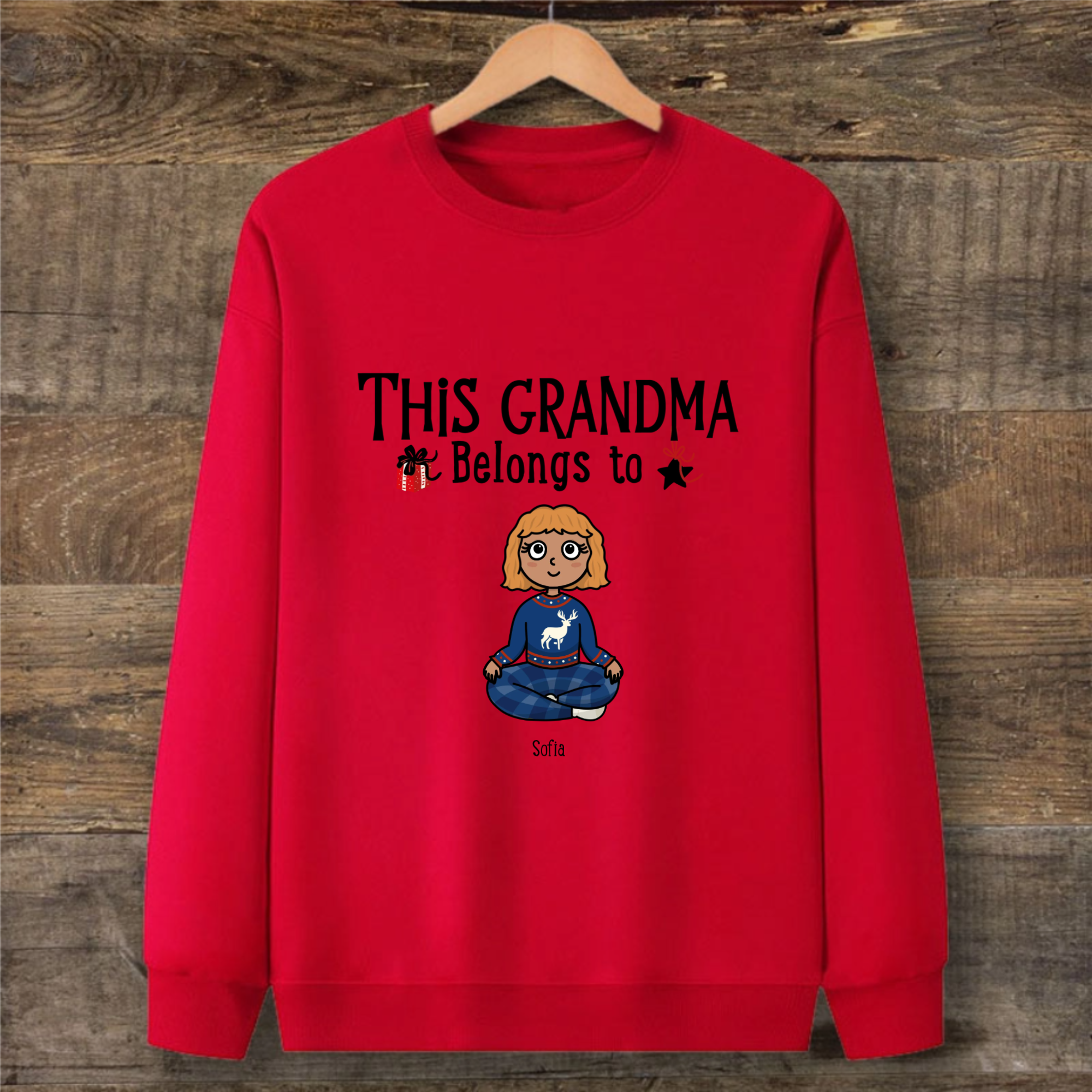 This Grandma Belongs To Christmas Personalized Sweatshirt, Grandparent Gift From Grandkids, Family Christmas And Grandparents Day Celebration
