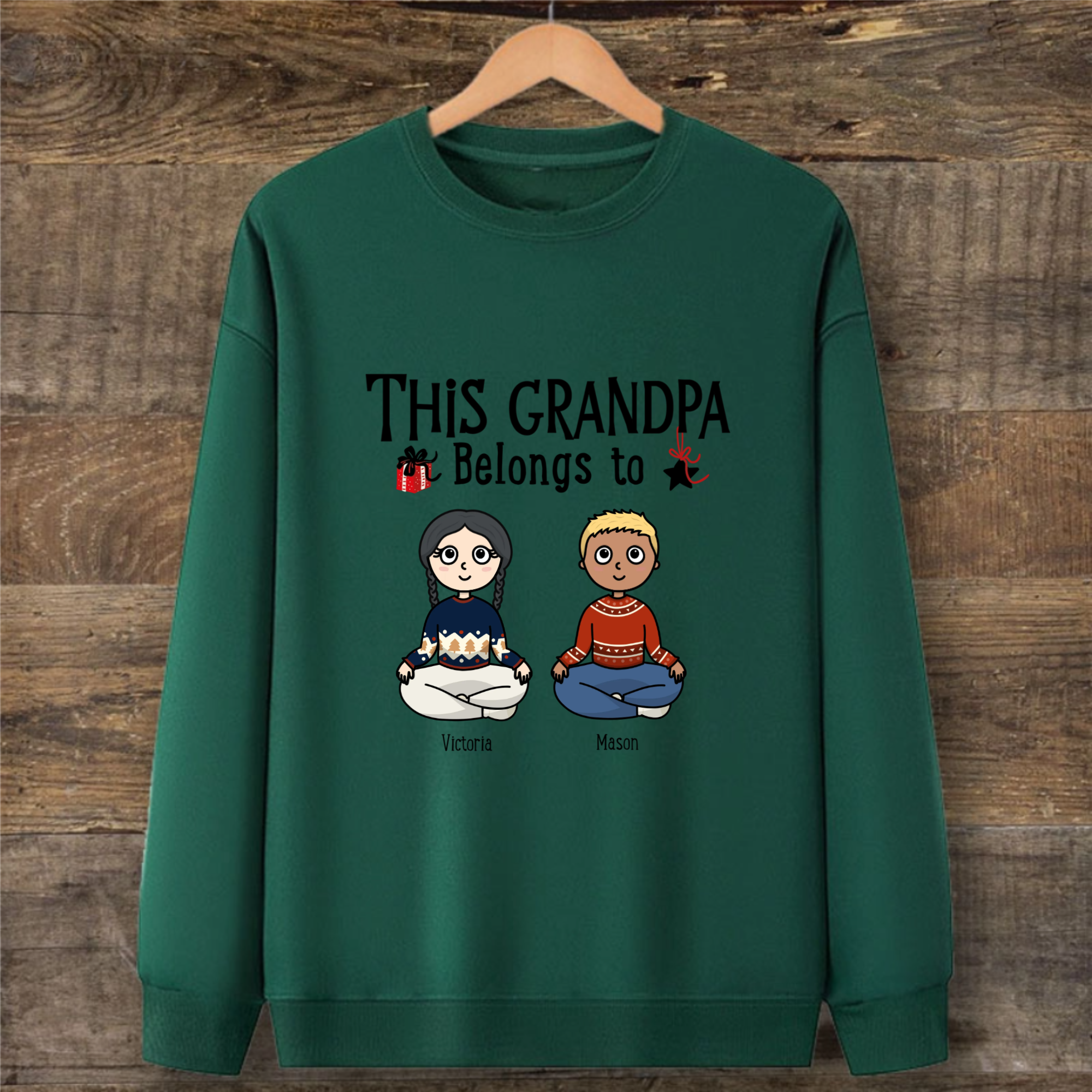 This Grandma Belongs To Christmas Personalized Sweatshirt, Grandparent Gift From Grandkids, Family Christmas And Grandparents Day Celebration