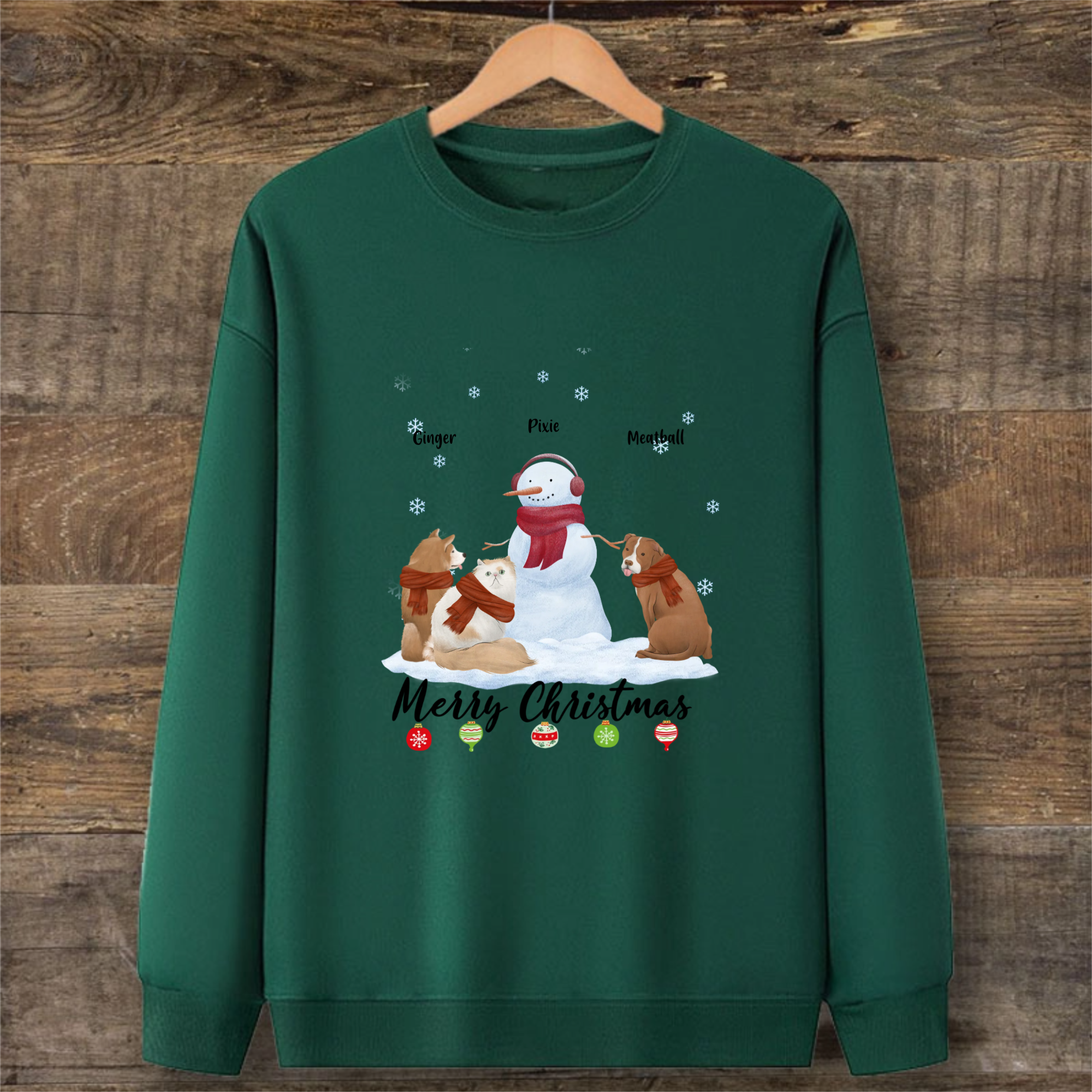 Personalized Merry Christmas Sweatshirt, Holiday Gift for Pet Owners, Christmas Celebration and Family Gatherings