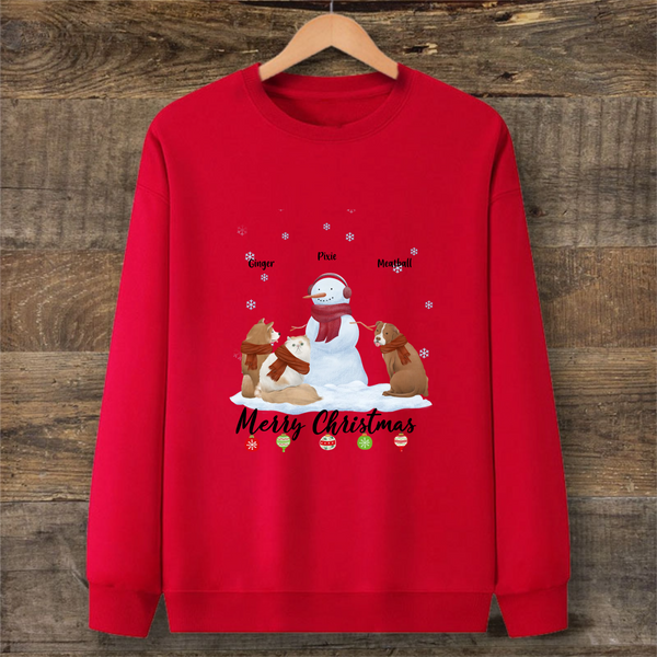 Personalized Merry Christmas Sweatshirt, Holiday Gift for Pet Owners, Christmas Celebration and Family Gatherings
