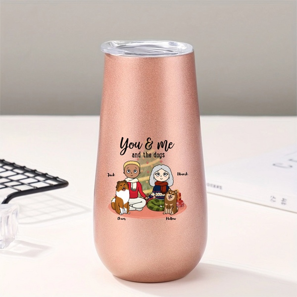 You, Me & the Dogs Personalized Tumbler, Christmas Gift for Dog Lovers and Families, Holiday Celebration and Daily Use