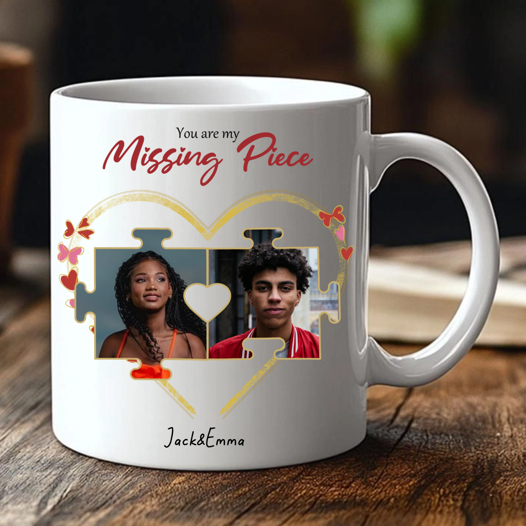Personalized You Are My Missing Piece Photo Mug, Romantic Gift for Couples, Valentine‘s Day and Anniversary