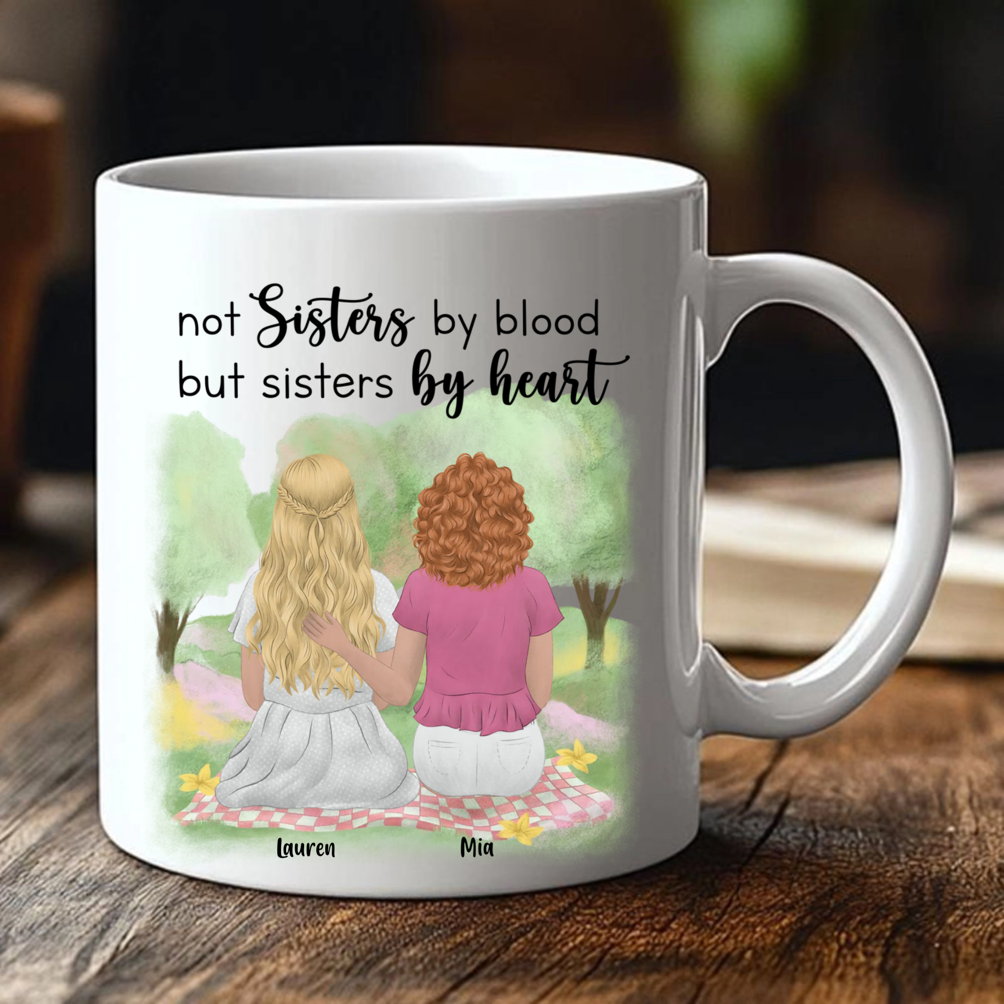 Not Sisters By Blood But Sisters By Heart Personalized Mug, Gift for Best Friends, Sisters, Perfect for Birthday, Christmas, Friendship Day