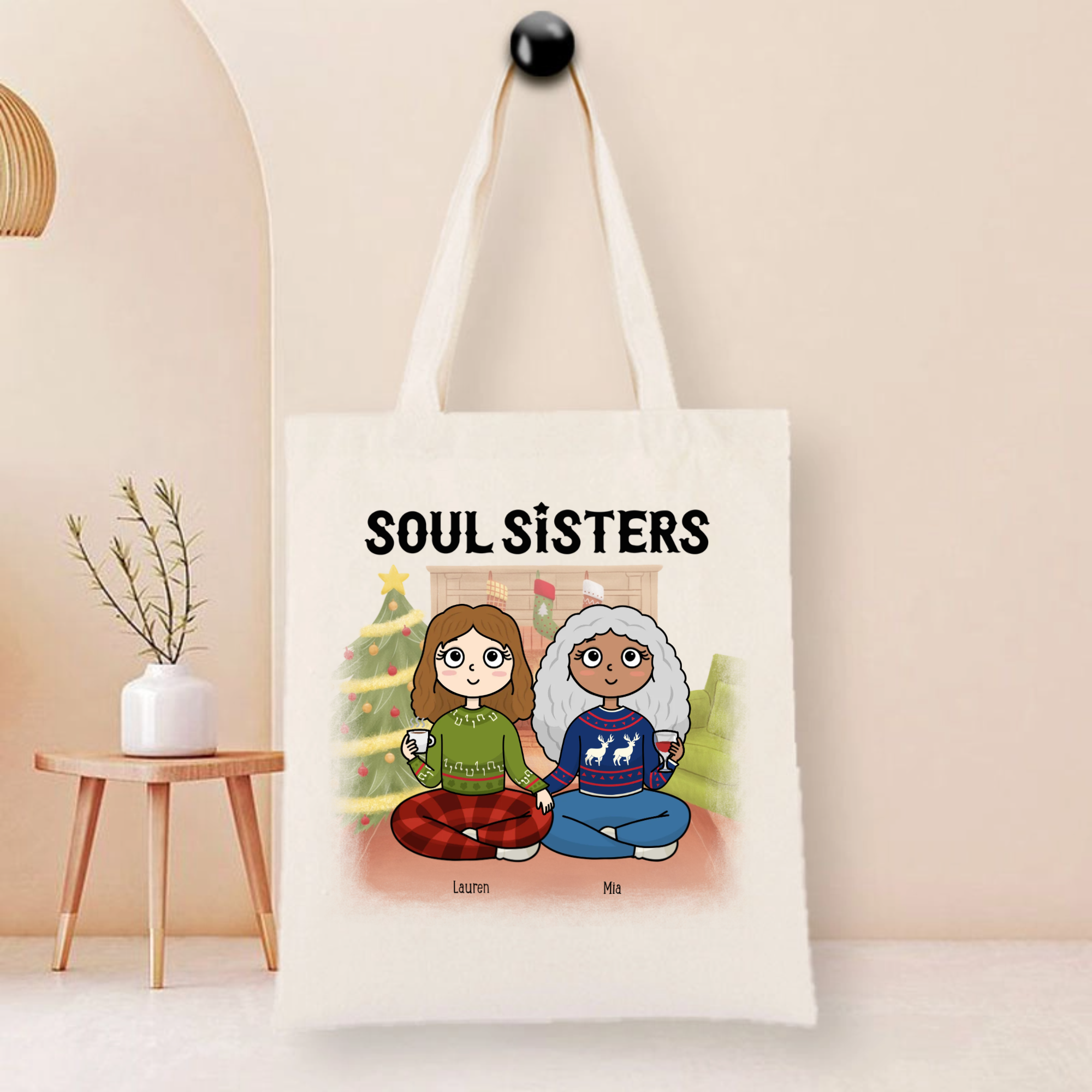 Soul Sisters Personalized Tote Bag, Gift for Best Friends, Christmas and Friendship Celebrations