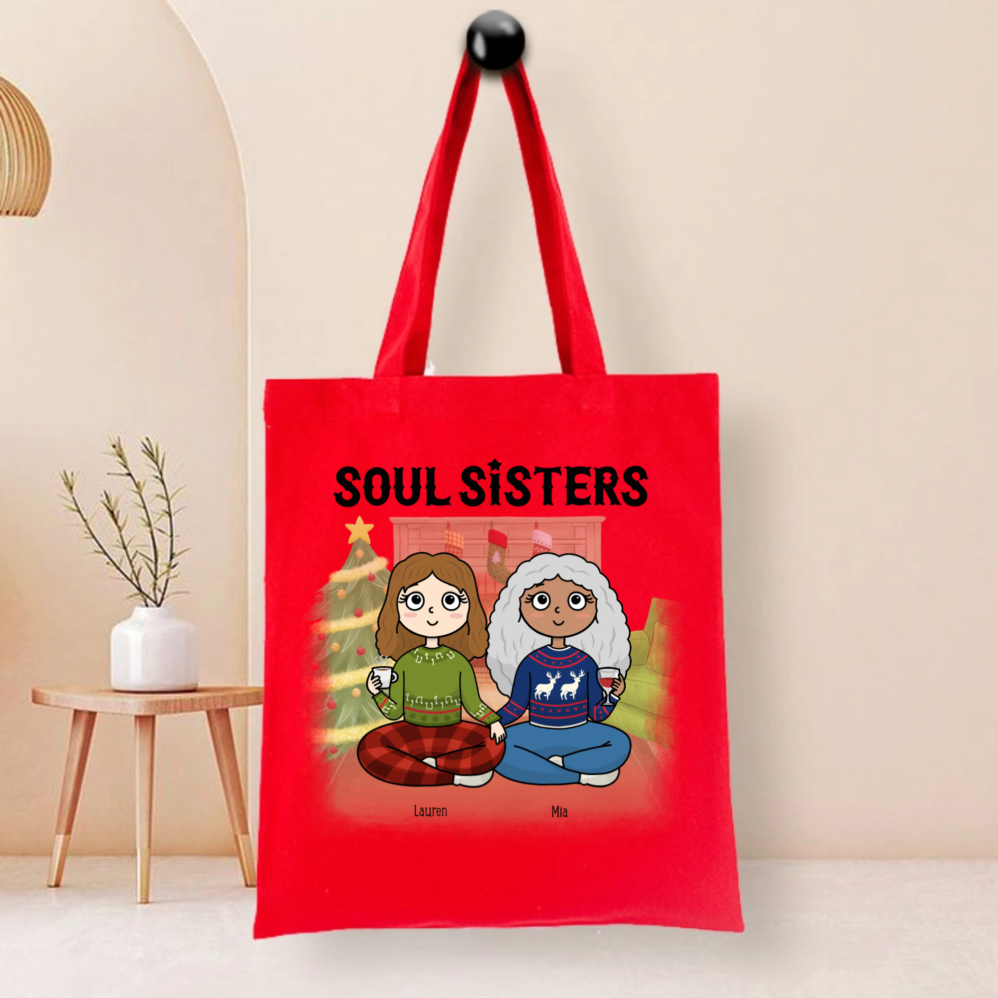 Soul Sisters Personalized Tote Bag, Gift for Best Friends, Christmas and Friendship Celebrations