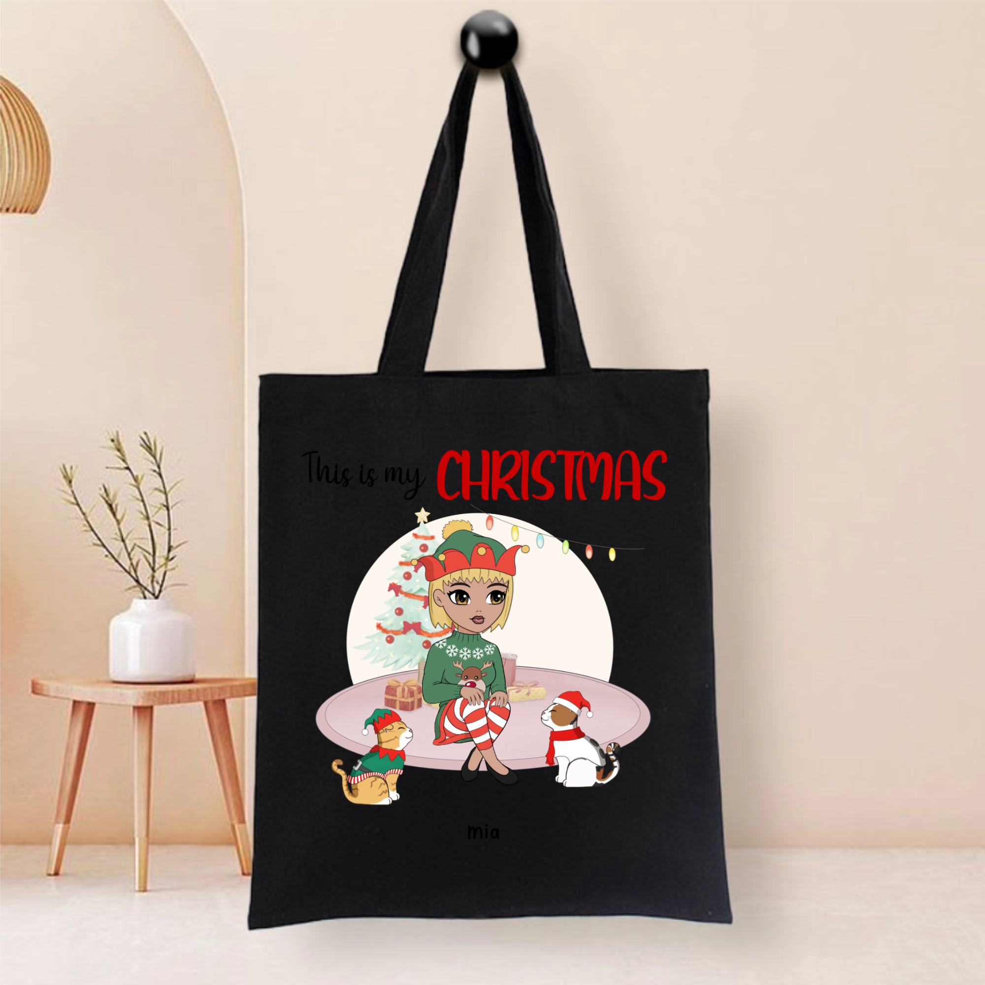 This Is My Christmas Personalized Tote Bag, Holiday Bag for Families and Friends, Christmas Gift and Seasonal Celebration