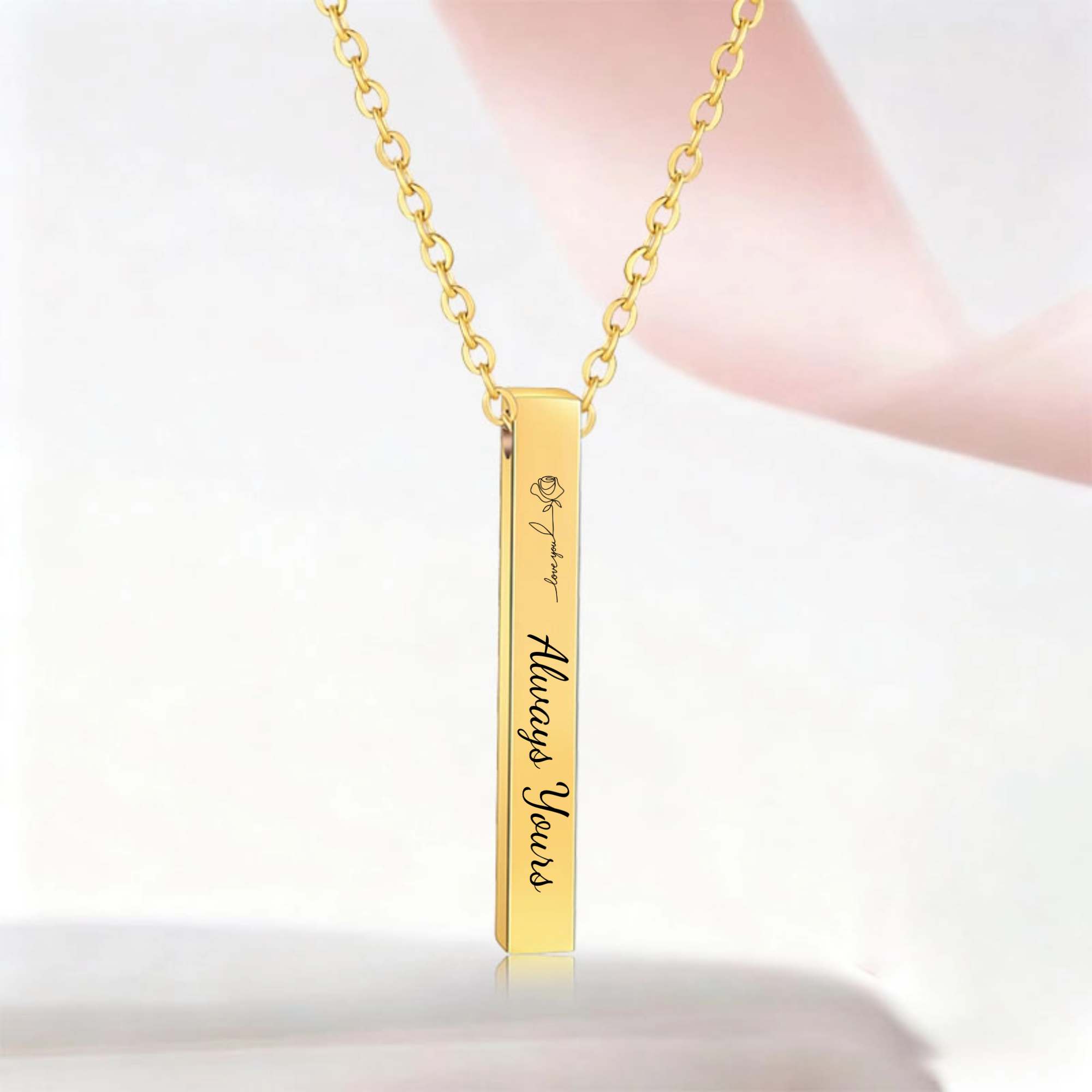 Personalized Name Bar Necklace, Unisex Jewelry Gift for Men and Women, Anniversary and Birthday Occasions