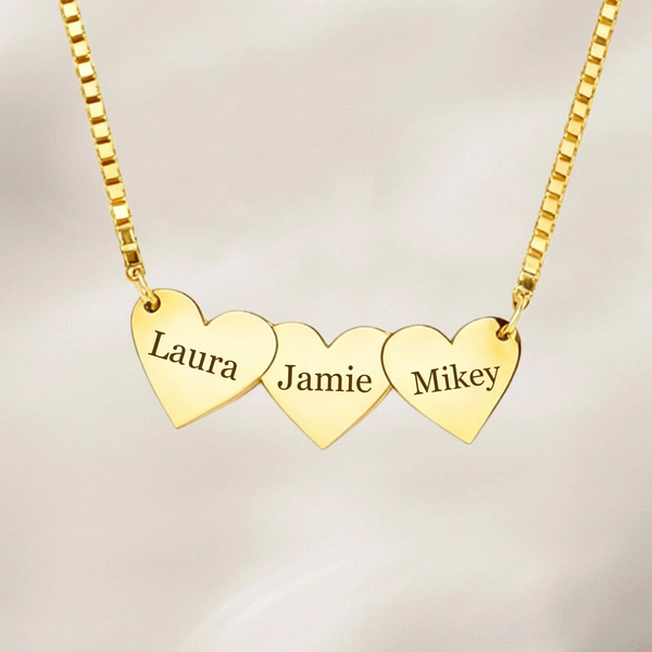 Heart-Shaped Engraved Name Necklace, Personalized Name Necklace for Couples, Parents and Kids, Valentine's Day Gift