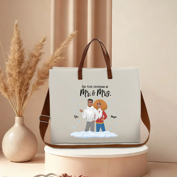 Personalized Christmas is better with you Bag, Custom Christmas Couple Tote with Names for Newlyweds & Couples, Festive Gift for Christmas & Anniversaries