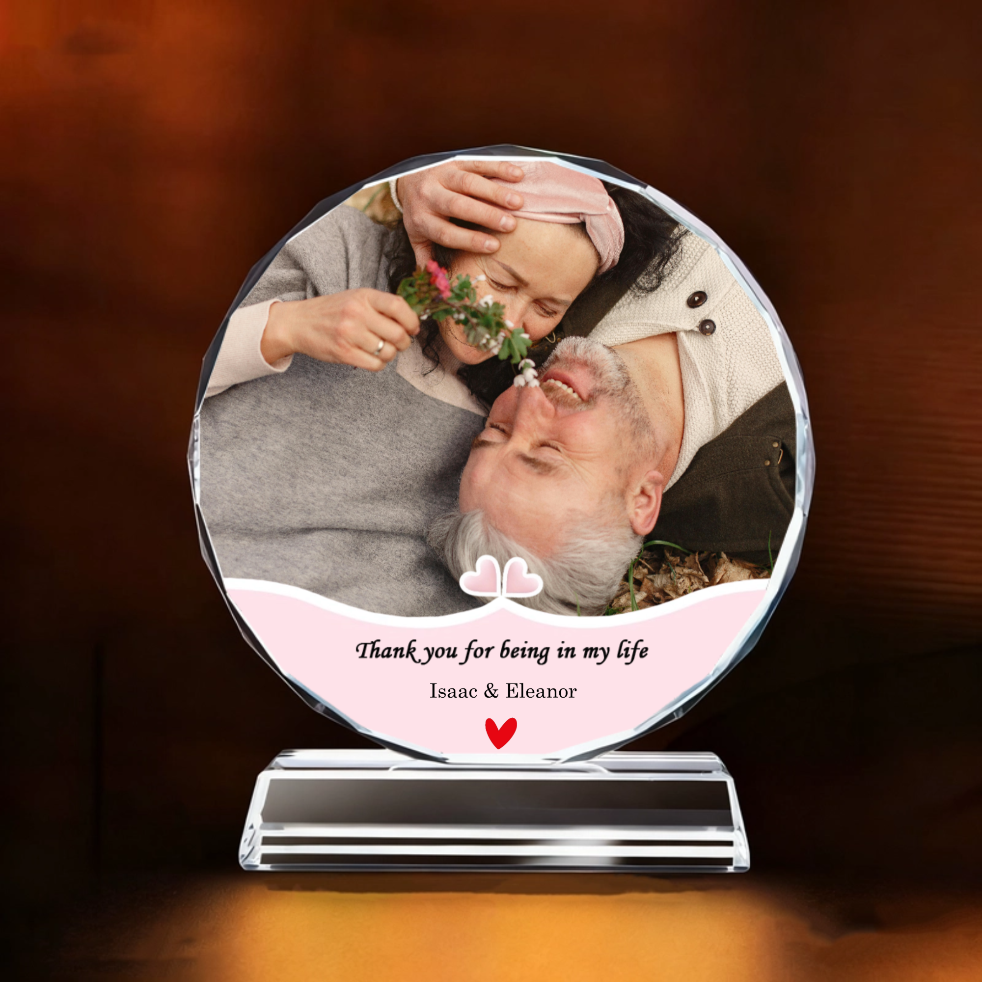 Personalized Crystal Photo Keepsake, Romantic Gift for Couples, Lovers, Perfect for Anniversary, Wedding, Christmas Celebration