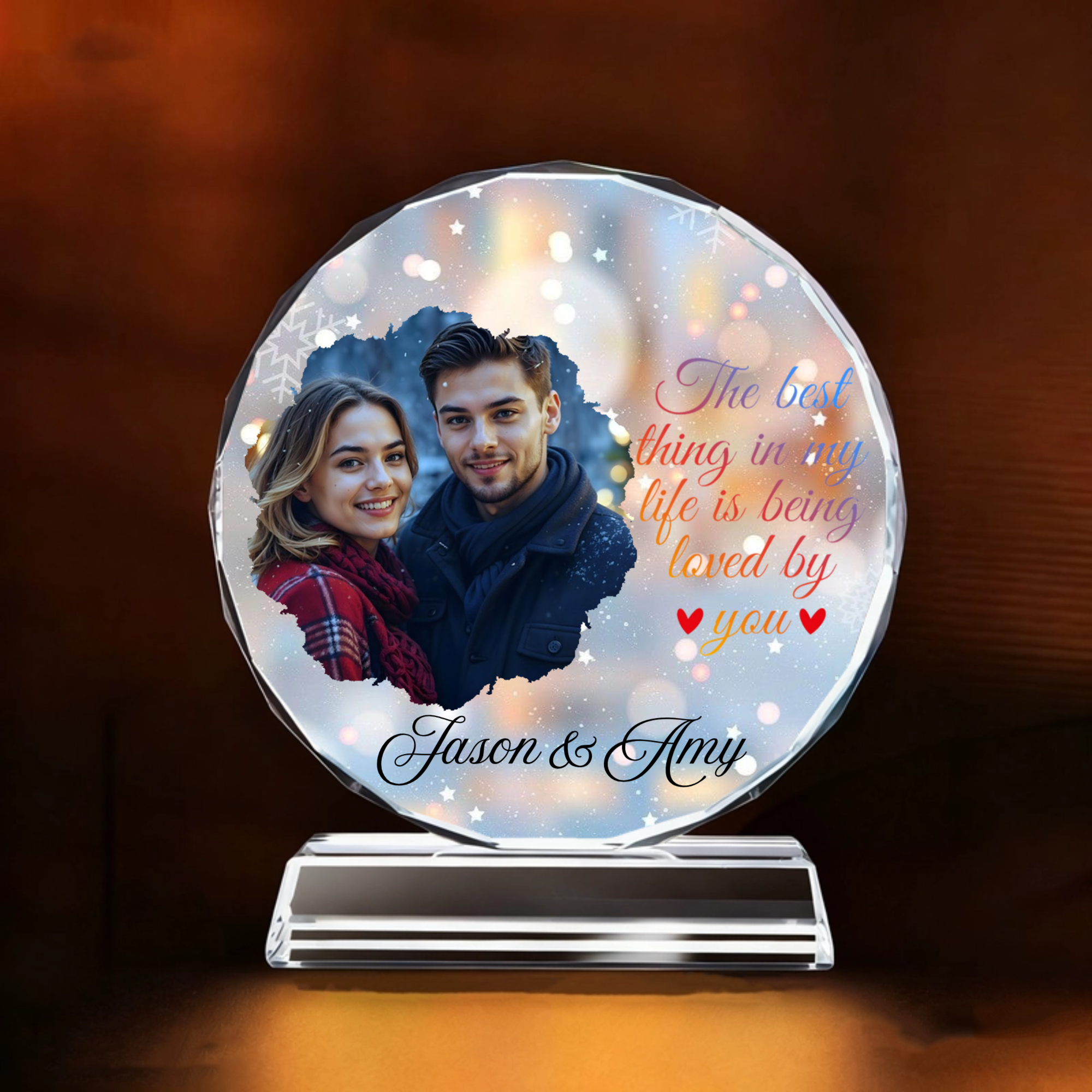 Personalized Crystal Desktop Ornament, Romantic Gift for Couples, Lovers, Perfect for Wedding, Anniversary, Valentine's Day, Christmas