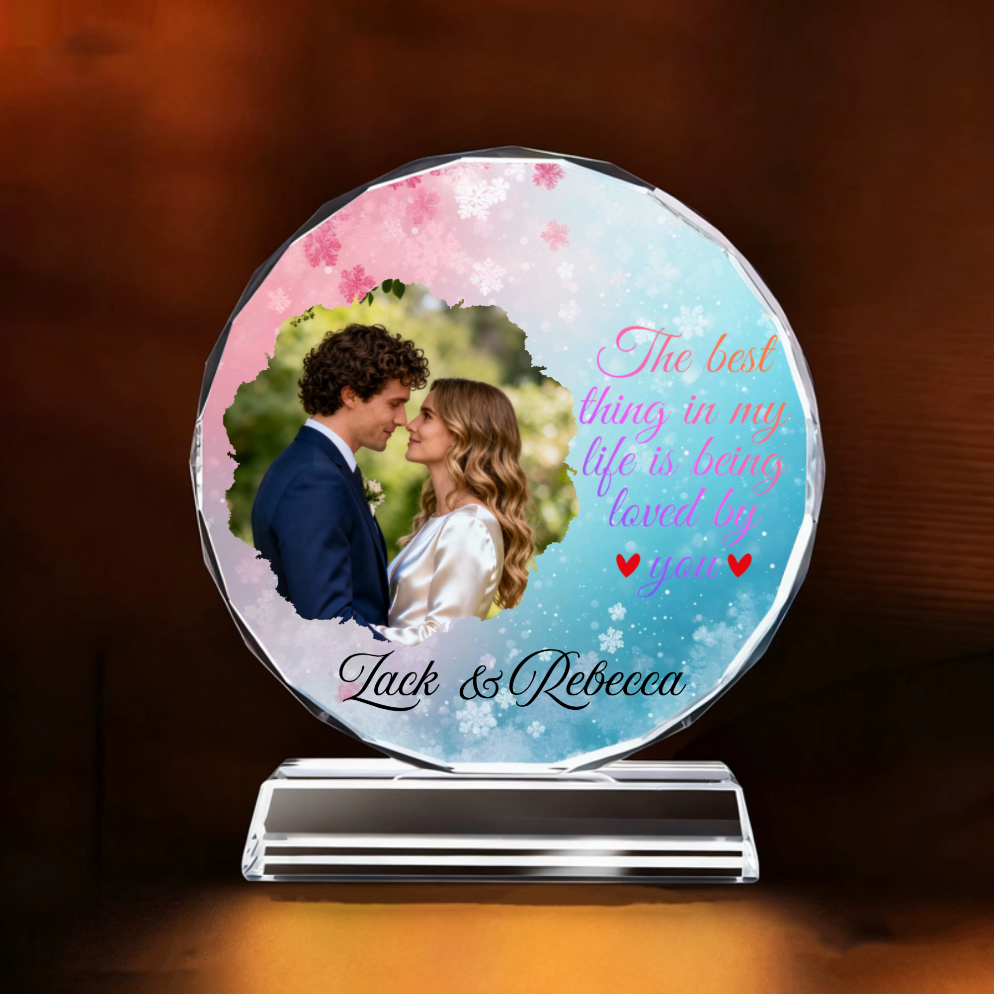 Personalized Crystal Desktop Ornament, Romantic Gift for Couples, Lovers, Perfect for Wedding, Anniversary, Valentine's Day, Christmas
