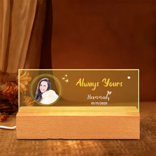 Personalized LED Night Light with Photo, Custom Name, Date and Text, Gift for Couples, Anniversary and Valentine's Day Celebration