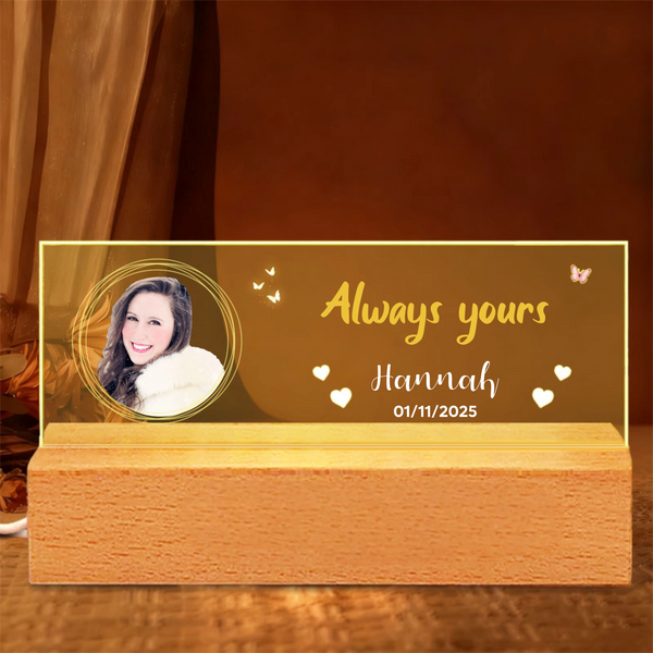 Personalized LED Night Light with Photo, Custom Name, Date and Text, Gift for Couples, Anniversary and Valentine's Day Celebration