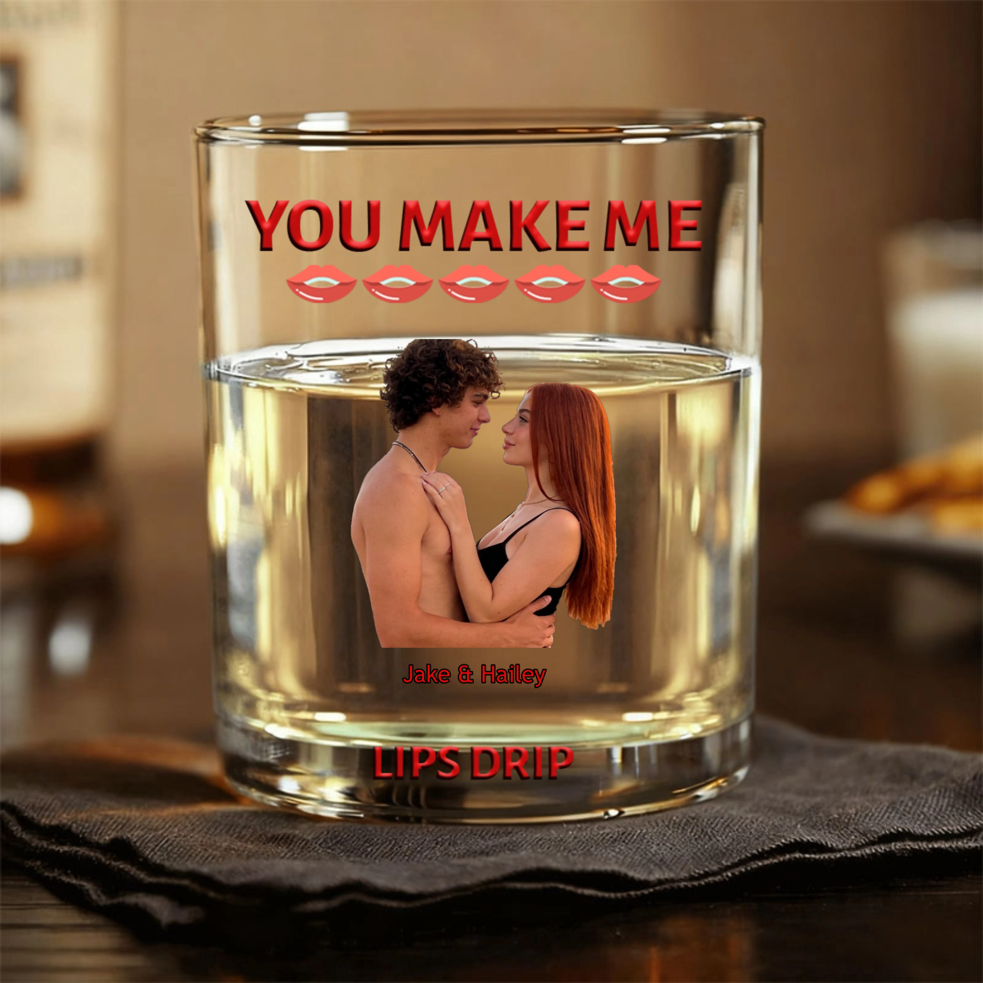 Happy Valentine’s Day Personalized Whiskey Glass, Perfect Gift for Couples, Fiancés, Ideal for Anniversary, Valentine’s Day, Wedding