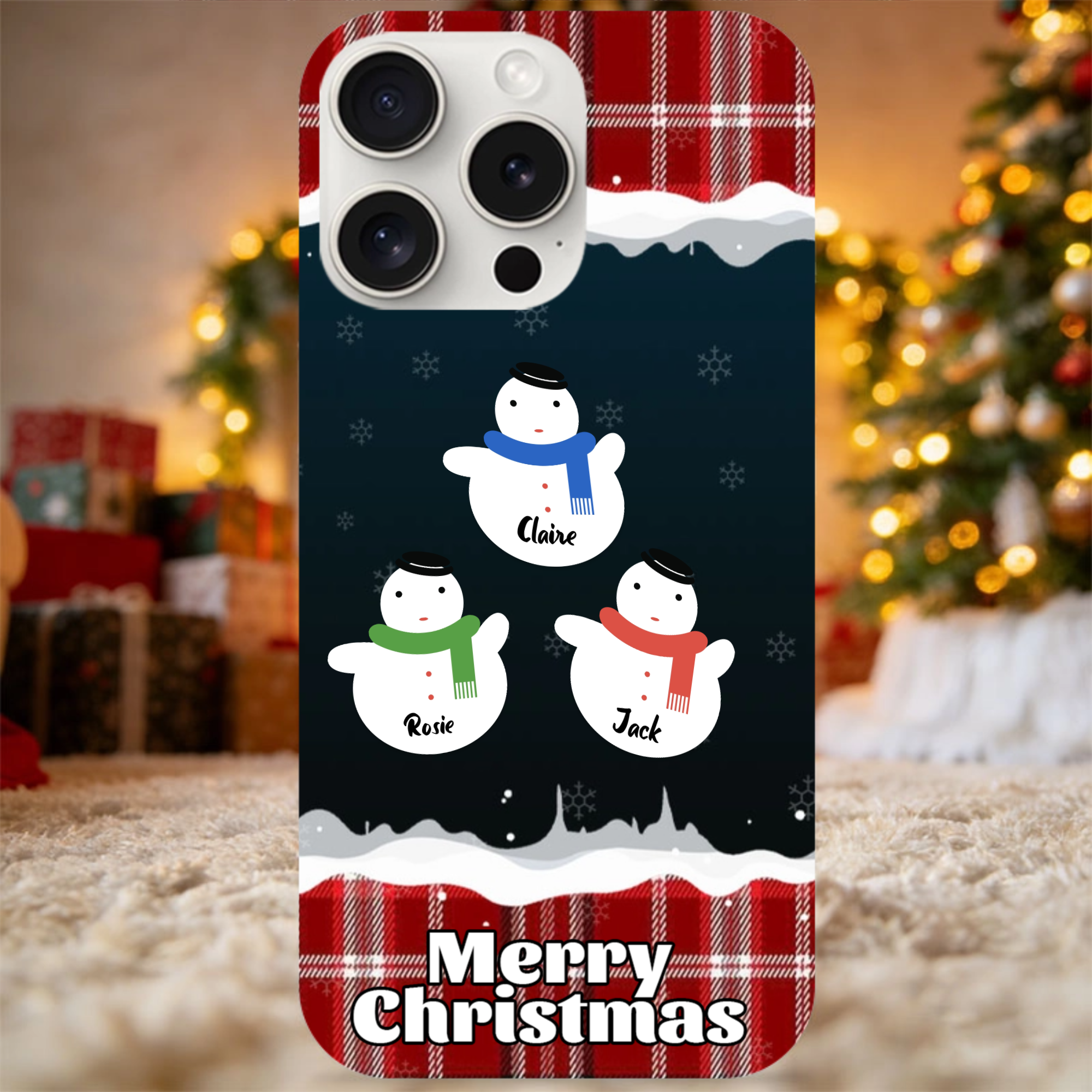 Personalized Fun Snowman Phone Case,  Gift for Families, Friends, Couples, Perfect for Christmas, Holiday Gift Exchange