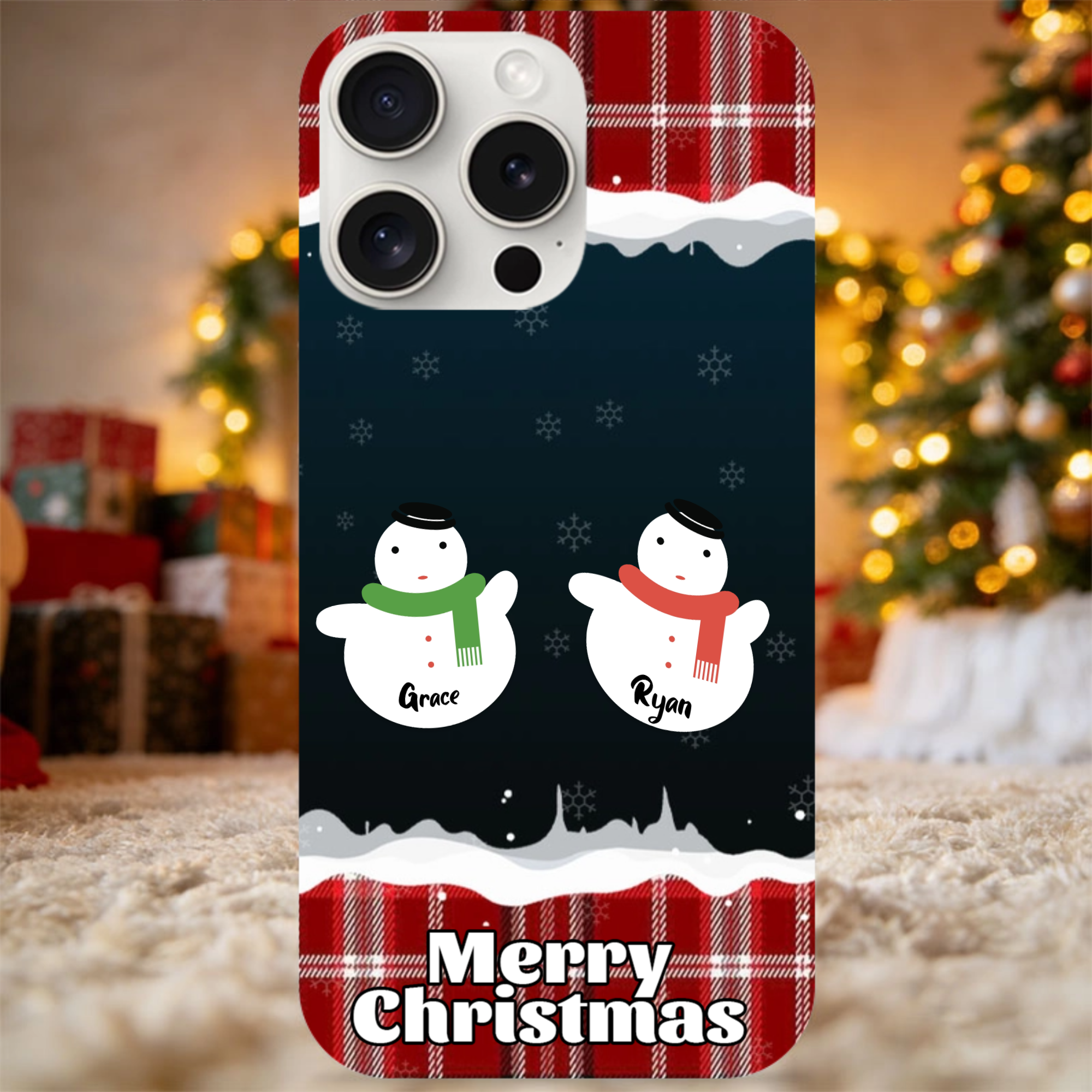 Personalized Fun Snowman Phone Case,  Gift for Families, Friends, Couples, Perfect for Christmas, Holiday Gift Exchange