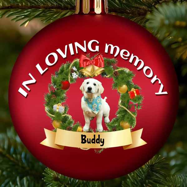 Custom Photo Colored Ball Ornament, Personalized Pet Christmas Memorial Sympathy Gifts For Dogs, Cats