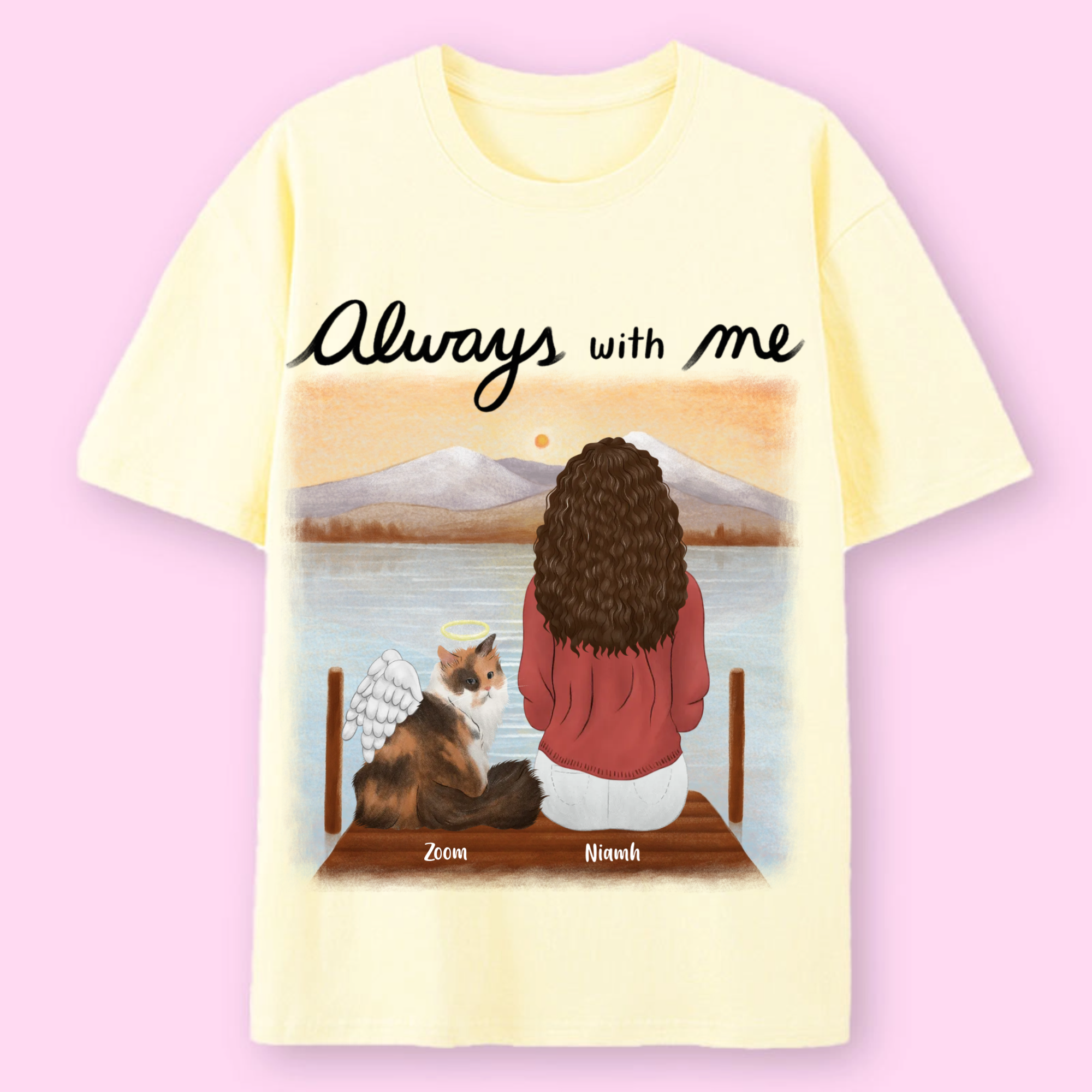 Personalized Cat Always with Me T-shirt, Gift for Cat Lovers on Birthdays & Holidays, Unisex Fit