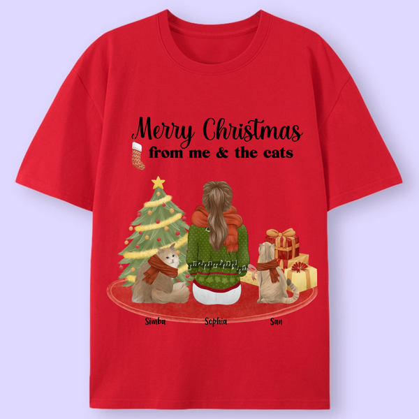Personalized Merry Christmas From Me & The Cat, Gift for Cat Lovers on Christmas & Holidays, Unisex Fit