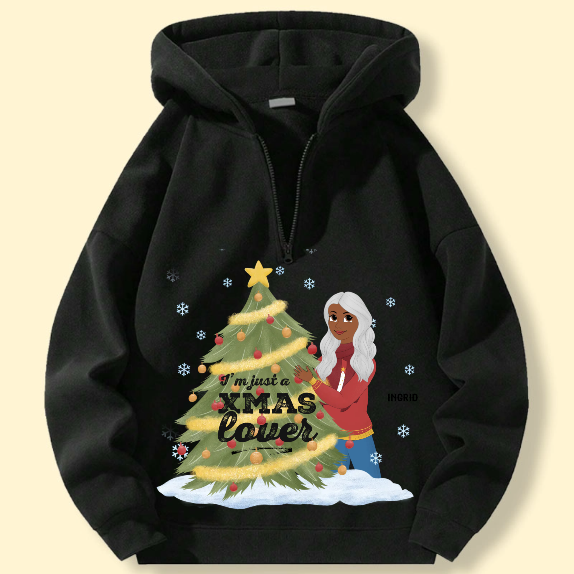 Christmas Lover Personalized Hoodie, Gift for Women and Girls, Christmas Gift and Holiday Party Apparel, Unisex Fit