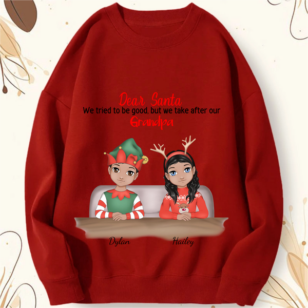 Personalized Dear Santa Sweatshirt, Custom I Tried to Be Good Kids Christmas Pullover for Nieces & Nephews, Family Holiday Gift, 19Colors