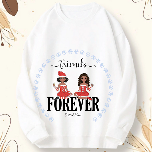 Personalized Besties Forever Sweatshirt, Custom Anime Style Friend Group Pullover with 1-4 woman, Gift for Women Friends on Christmas & Birthdays,