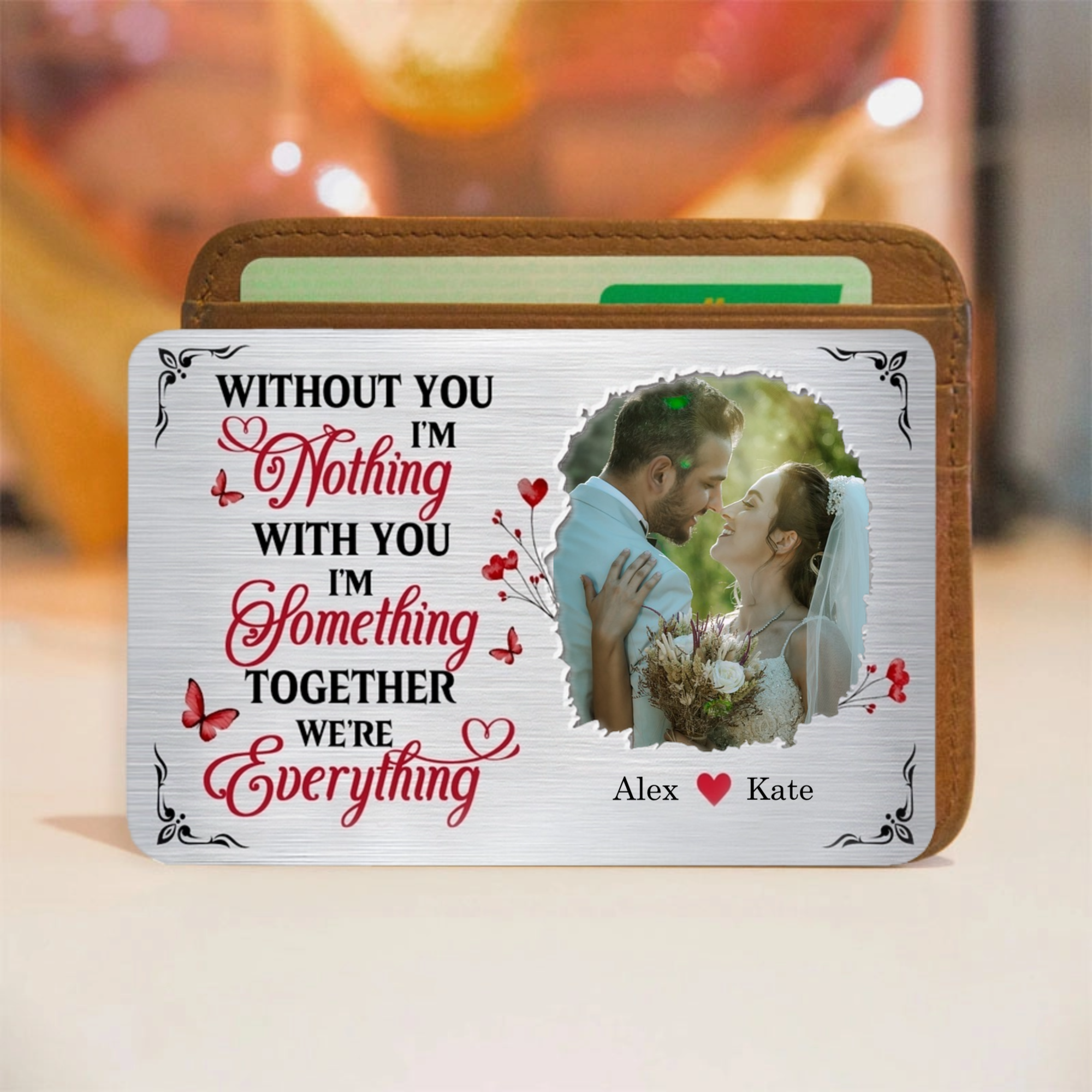Personalized couple Metal Wallet Card, The Perfect Gift to Express Love and Cherish Special Moments, Romantic Keepsake for Anniversaries & Valentine‘s Day