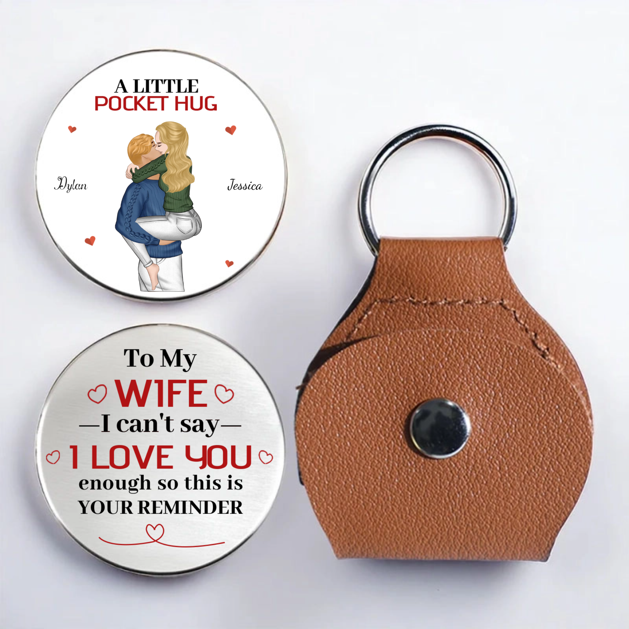 Pocket Hug Couple Personalized Keychain, Gift for Couples, Perfect for Anniversary, Wedding, Valentine’s Day