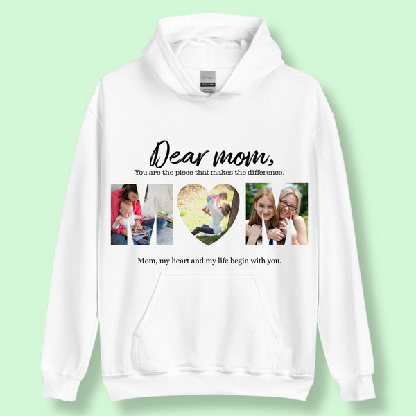 Personalized Mom Photo Hoodie, Custom Picture Gift for Mother's Day, Birthday, Unisex Fit