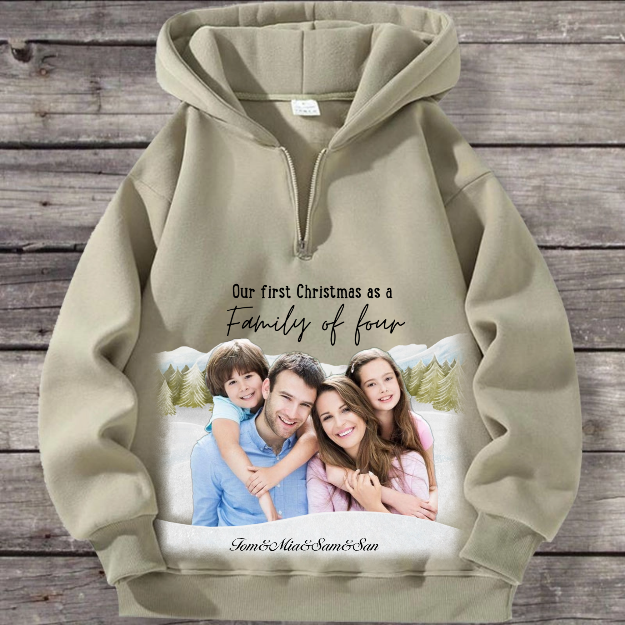 Personalized Our First Christmas Together Photo Hoodie, Unique Gift for New Parents, Couples, Family - Christmas Gift, Unisex Fit