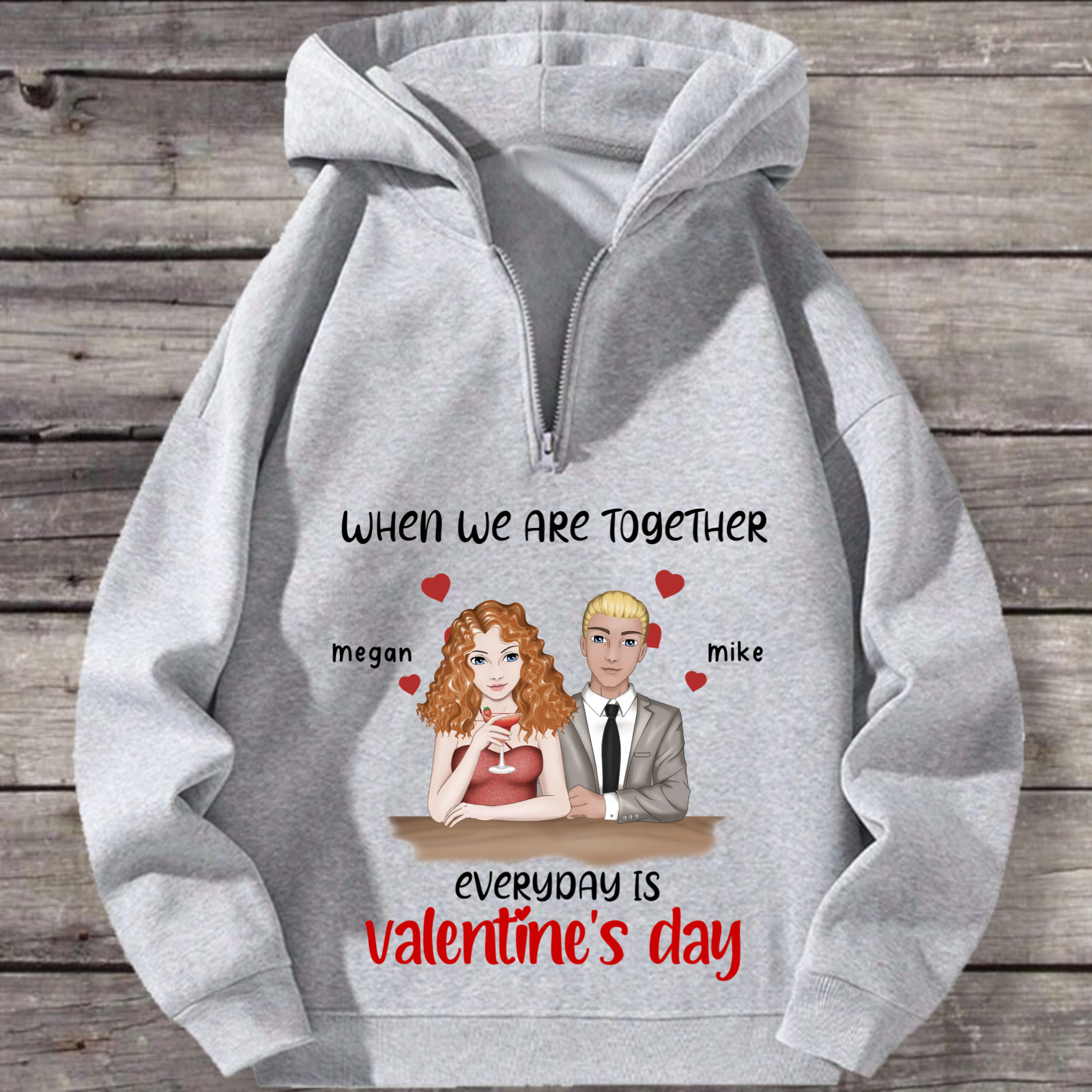 When We Are Together Personalized Hoodie, Unisex Gift for Couples, Fiancés, Perfect for Valentine's Day, Anniversary, Everyday Romantic Wear