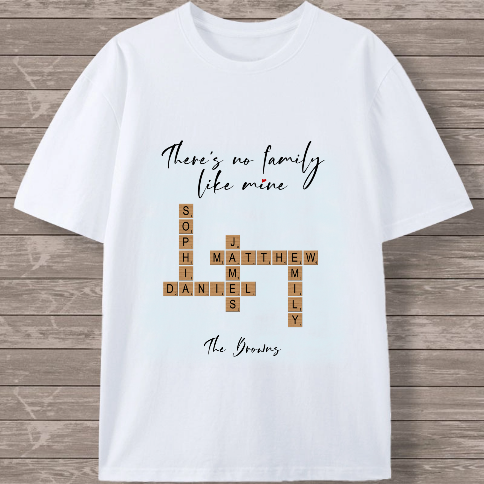 There’s No Family Like Mine Personalized Crossword T-Shirt, Gift for Families, Perfect for Family Reunions, Holidays, Matching Family Apparel