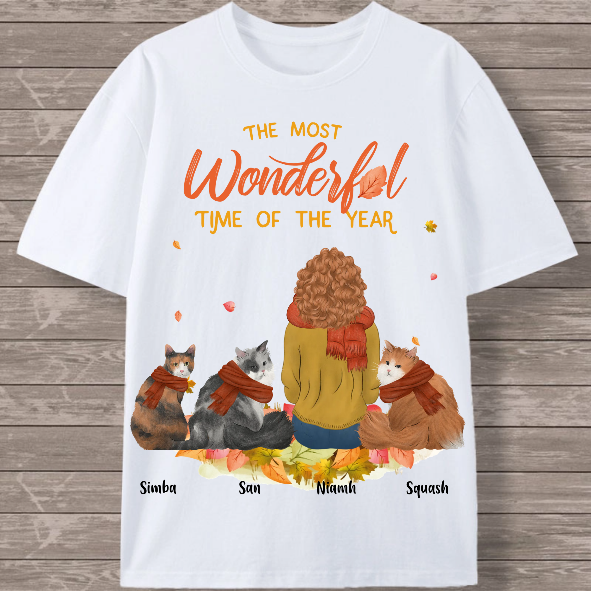 The most wonderful time is with my cat Personalized T-Shirt, Gift for Cat Owners & Pet Lovers on Christmas & Birthdays, Unisex Fit