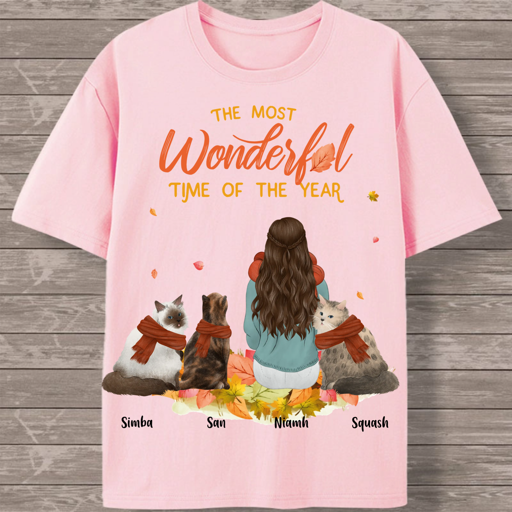 The most wonderful time is with my cat Personalized T-Shirt, Gift for Cat Owners & Pet Lovers on Christmas & Birthdays, Unisex Fit