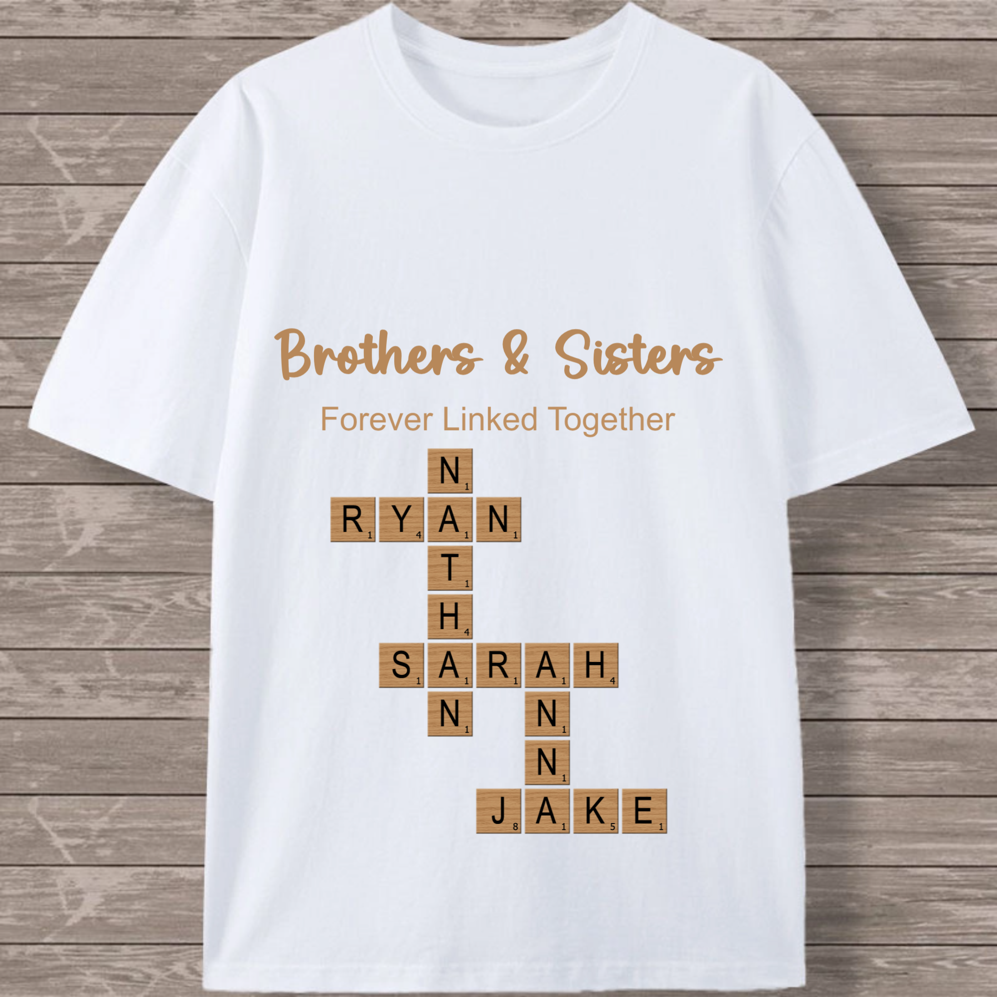 Names Crossword Custom Cotton T-shirt, Gift for Siblings, Family, Perfect for Reunions, Birthdays, Family Occasions